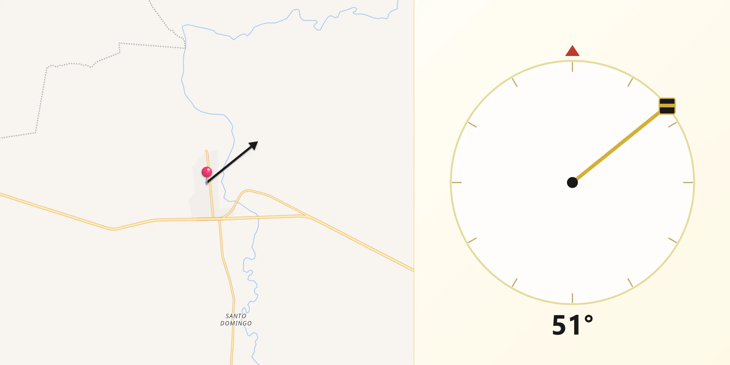 Dirección de la Qibla desde Niltepec