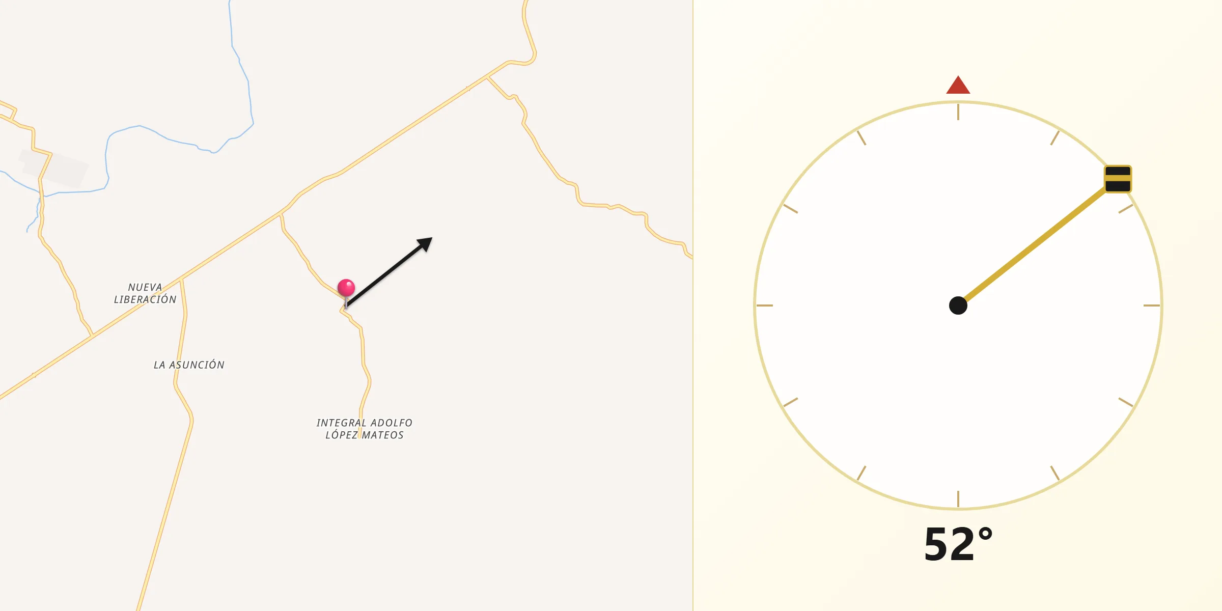 Dirección de la Qibla desde Mérida