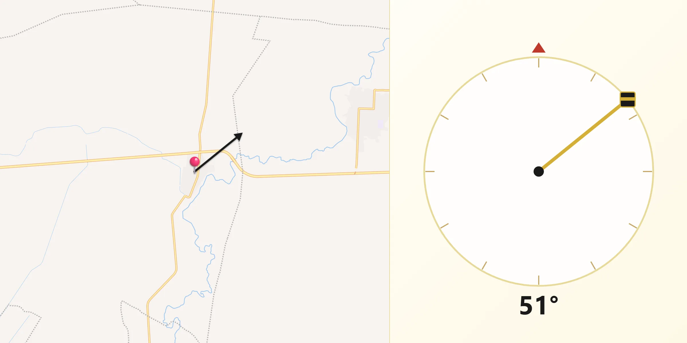 Dirección de la Qibla desde La Venta