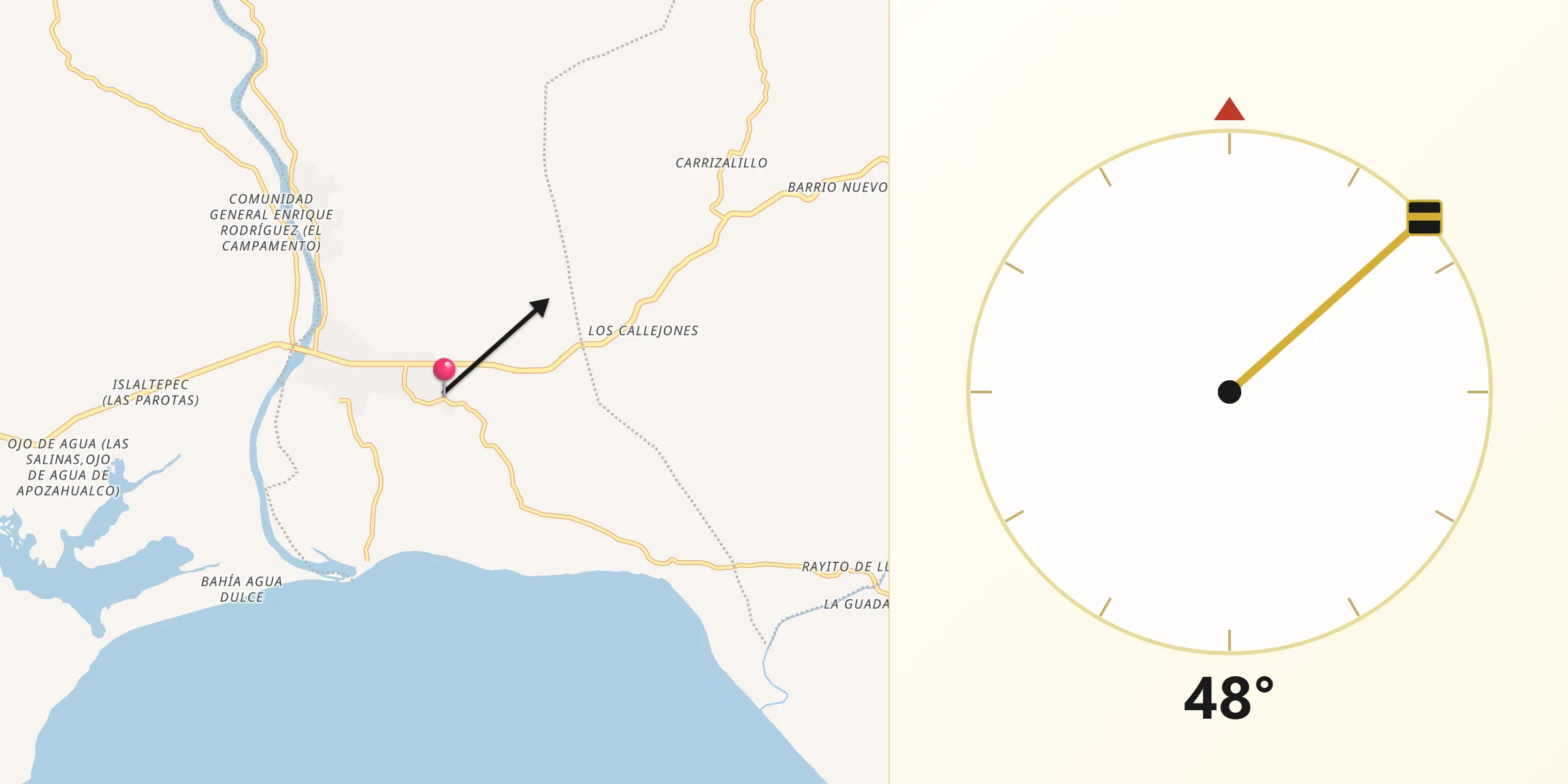Dirección de la Qibla desde El Polvorín