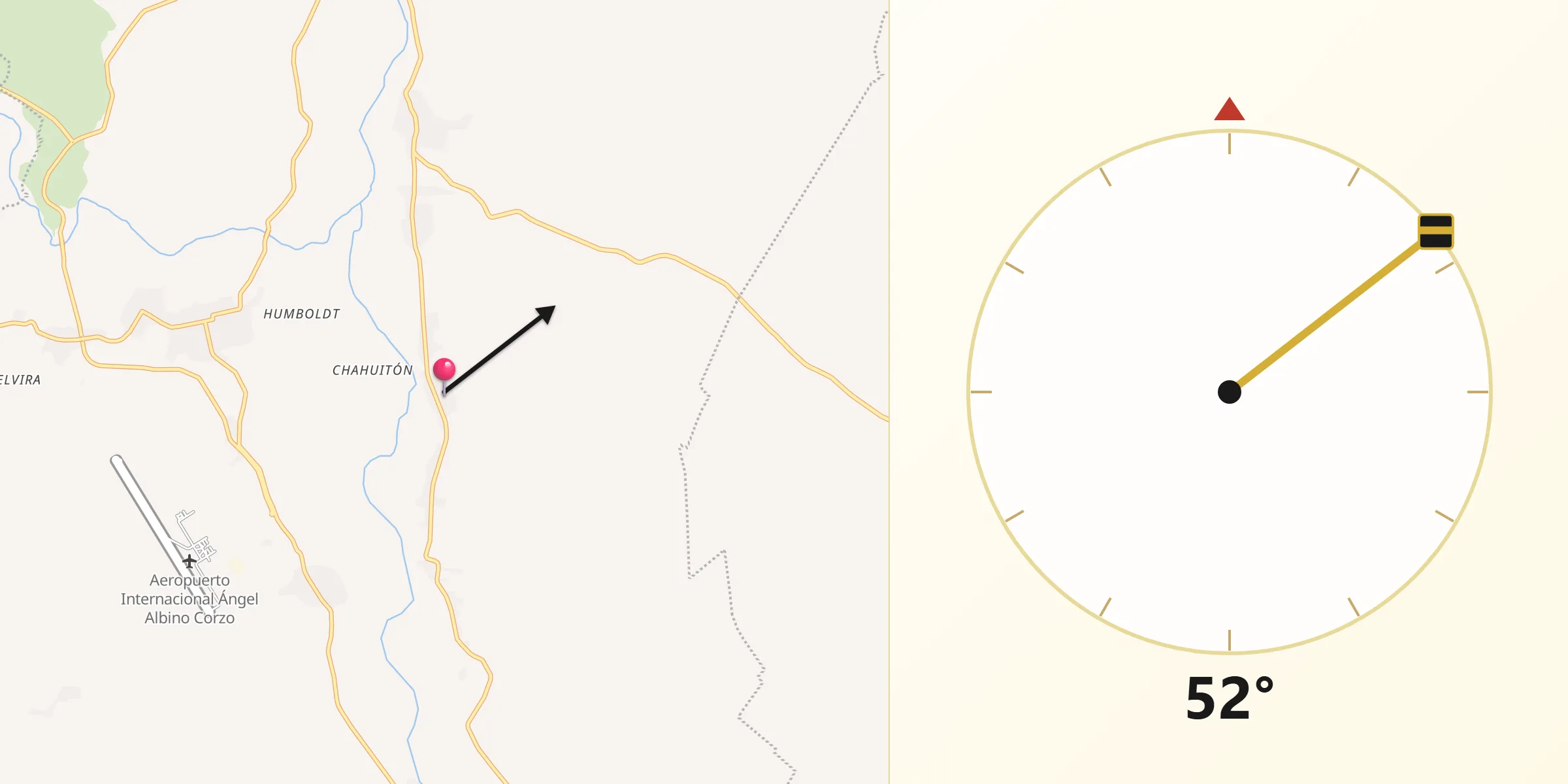 Dirección de la Qibla desde Narciso Mendoza