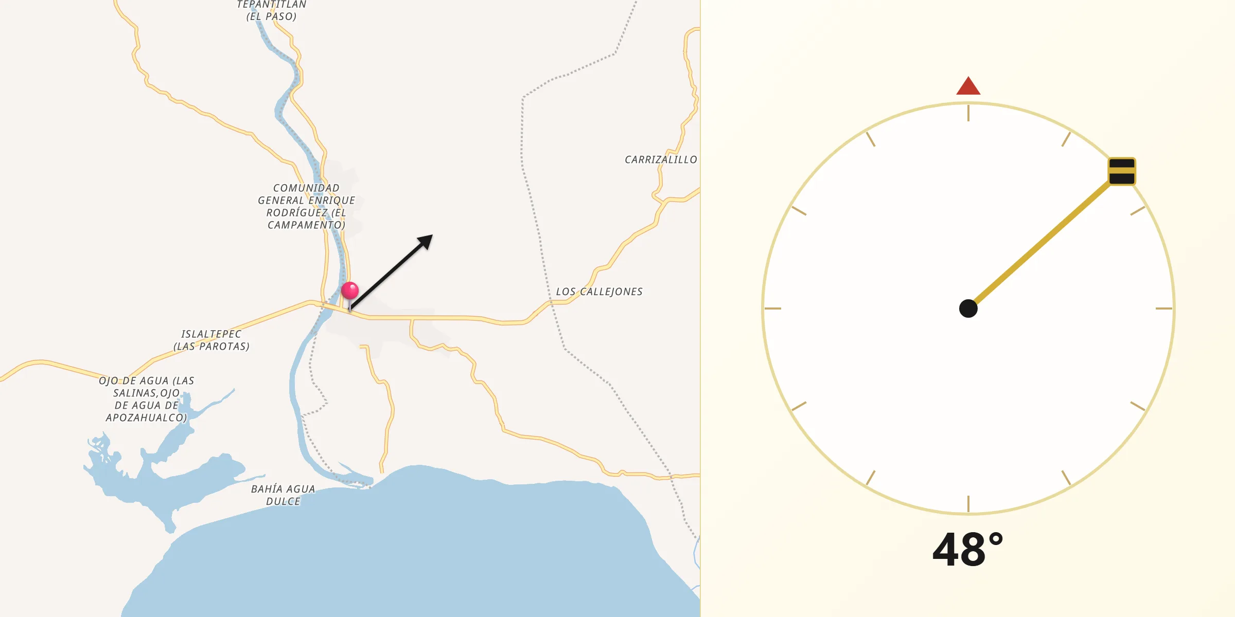 Dirección de la Qibla desde Marquelia