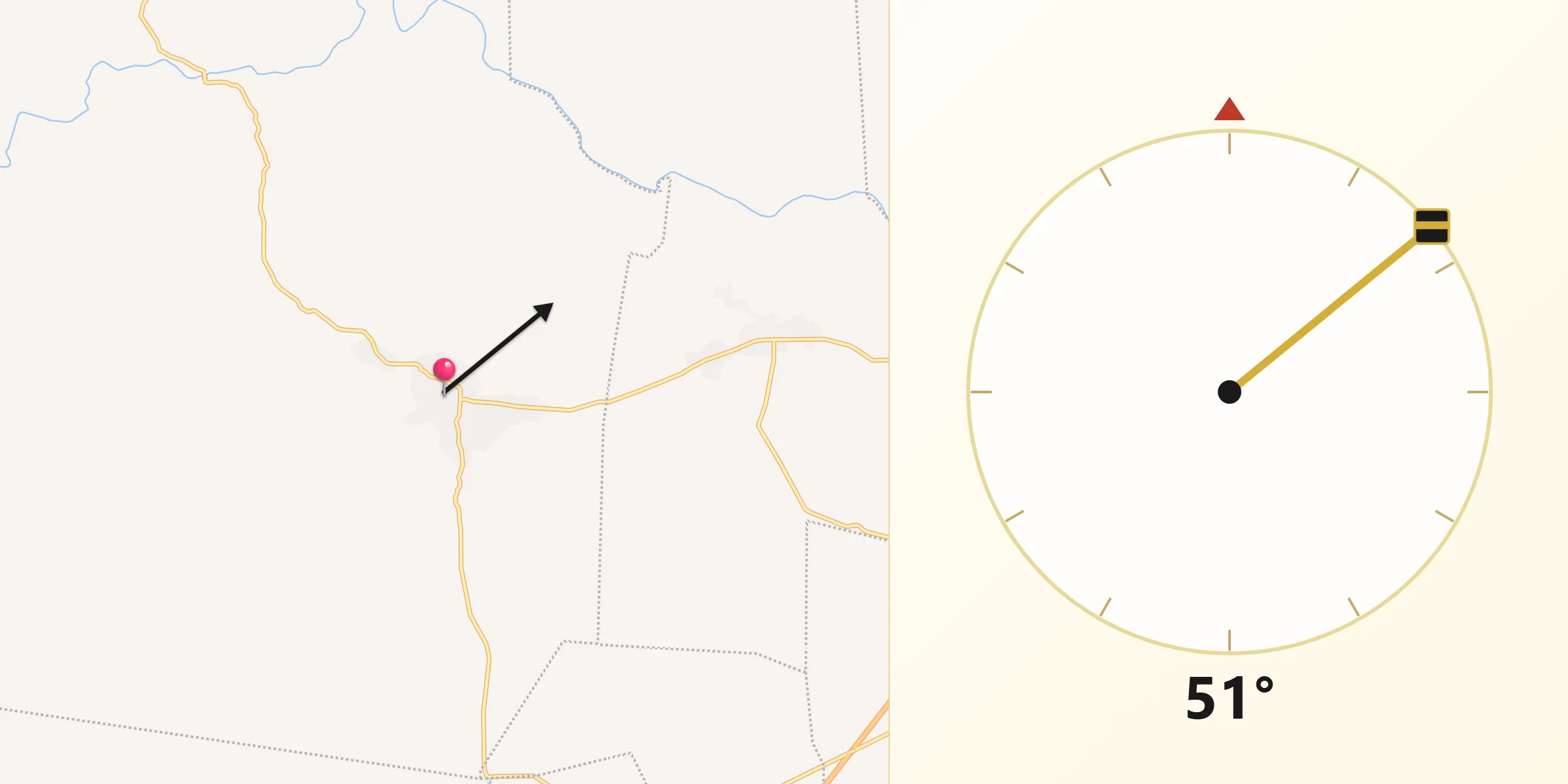 Dirección de la Qibla desde Santiago Laollaga