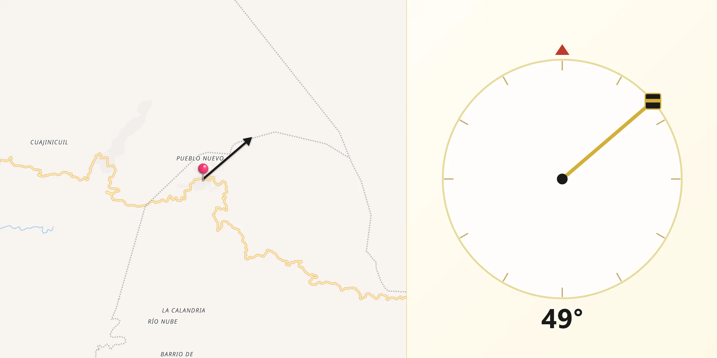 Dirección de la Qibla desde Texmelucan