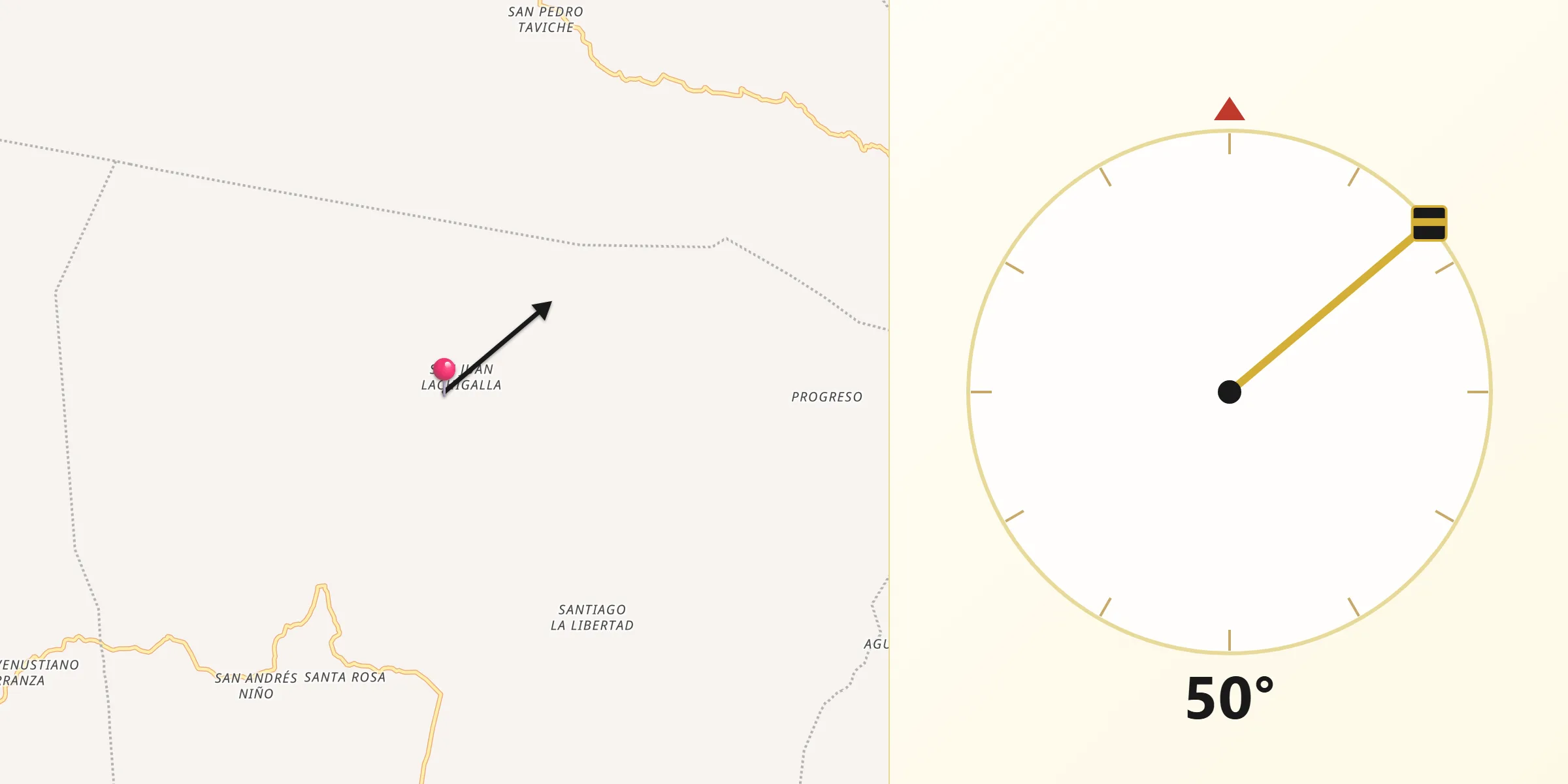 Dirección de la Qibla desde San Juán Lachigalla