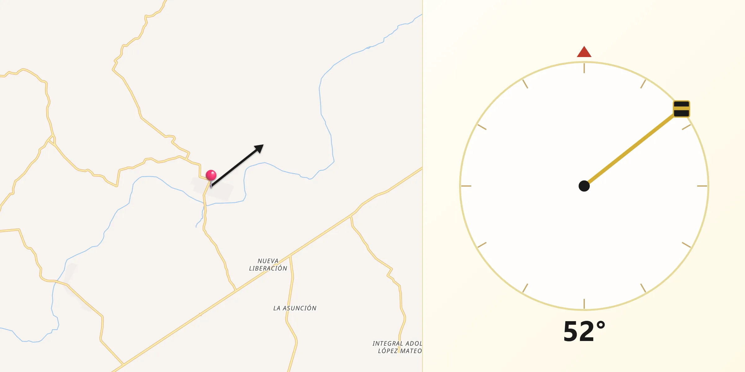 Dirección de la Qibla desde Pomposo Castellanos