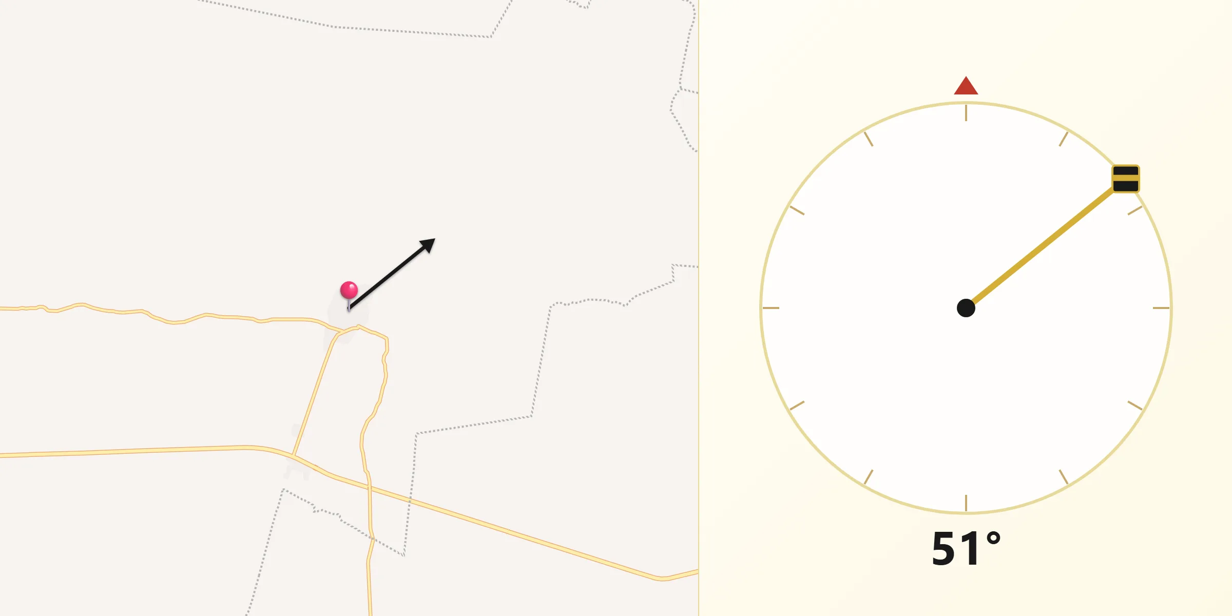 Dirección de la Qibla desde La Blanca