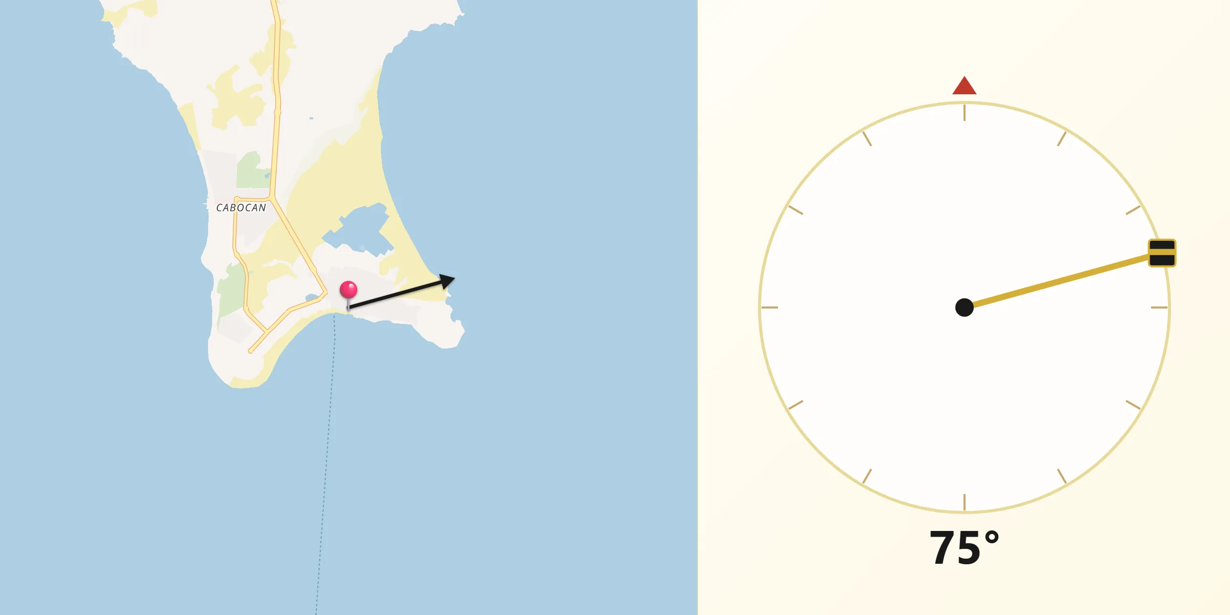 Direção da Qibla a partir de Santa Maria