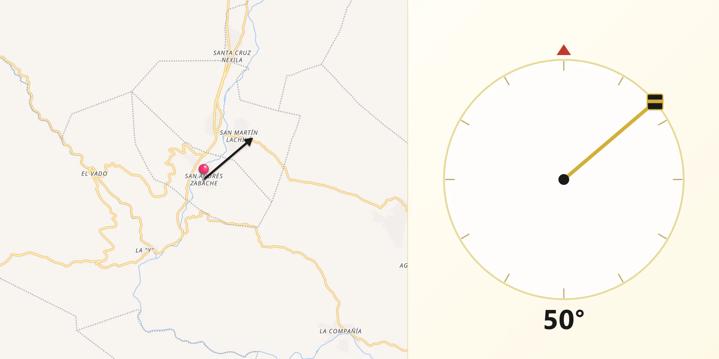 Dirección de la Qibla desde San Andrés Zabache