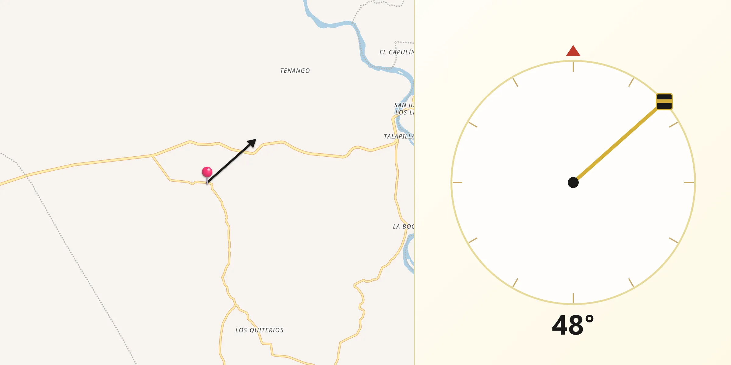 Dirección de la Qibla desde Huehuetán