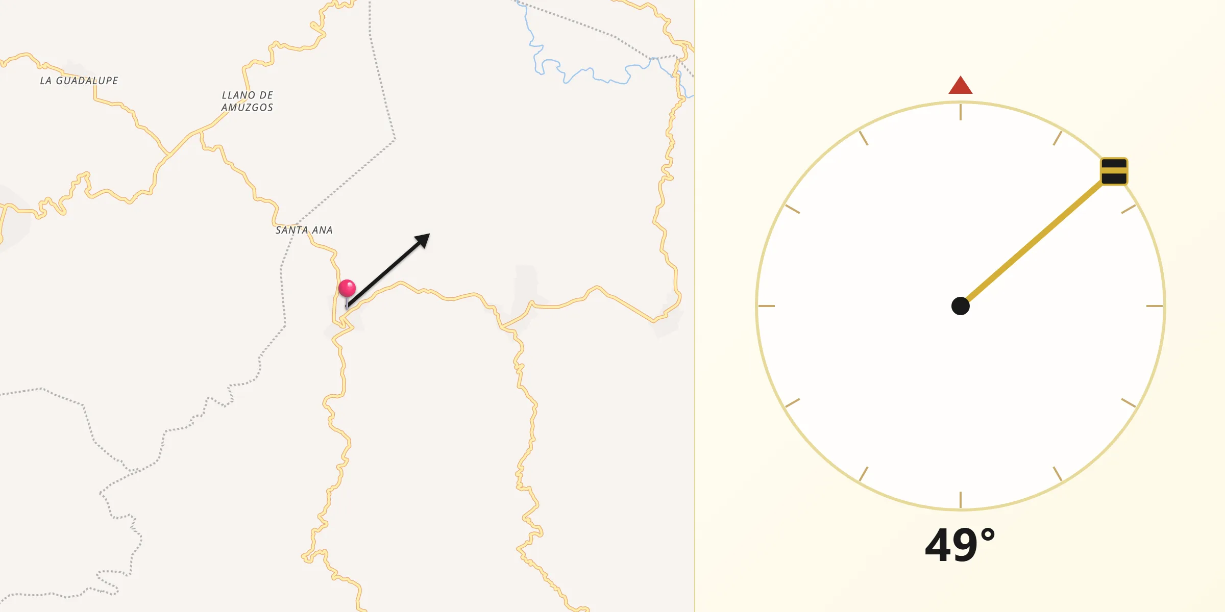 Dirección de la Qibla desde Santa María Ipalapa