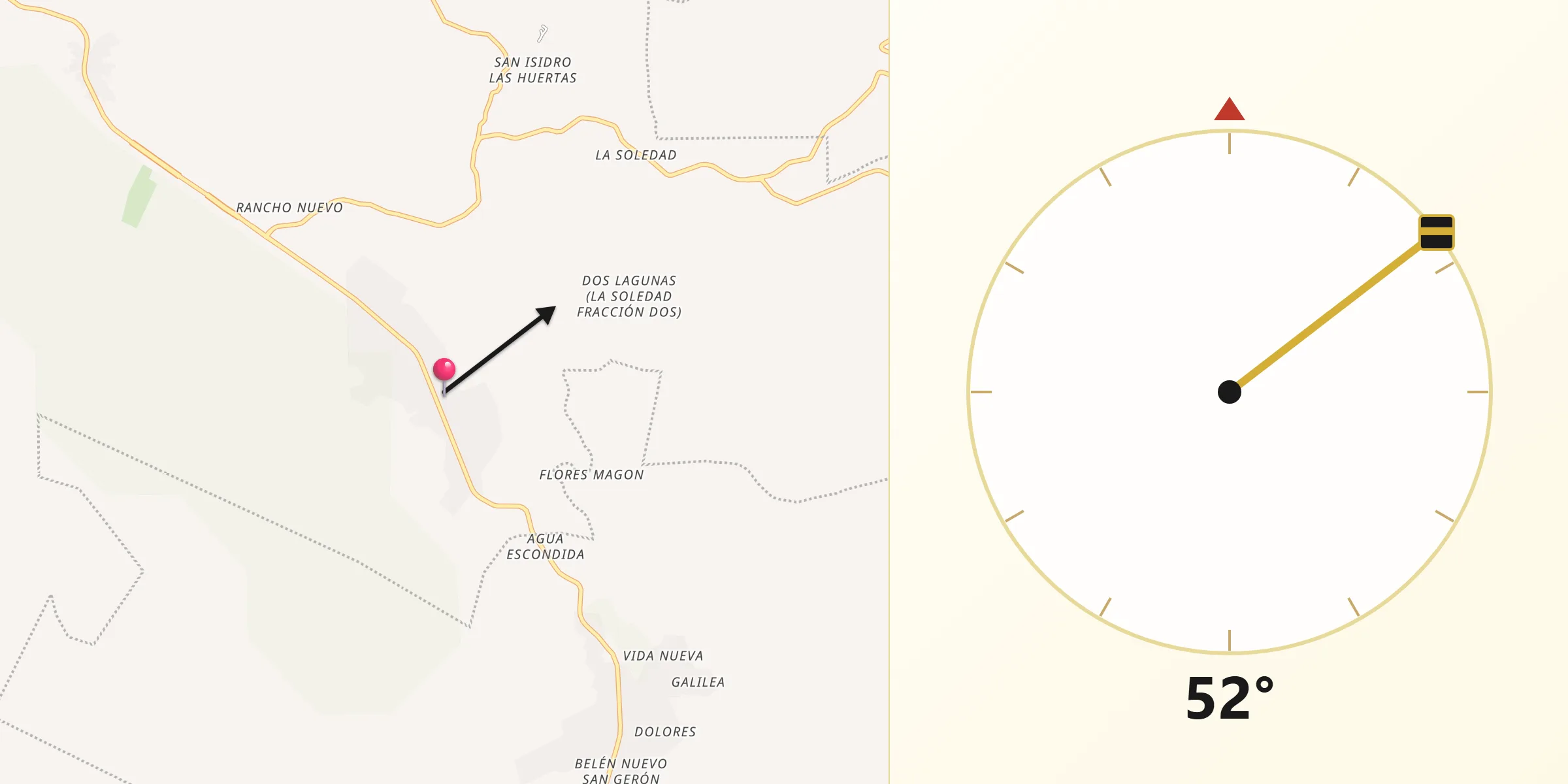 Dirección de la Qibla desde Mitzitón