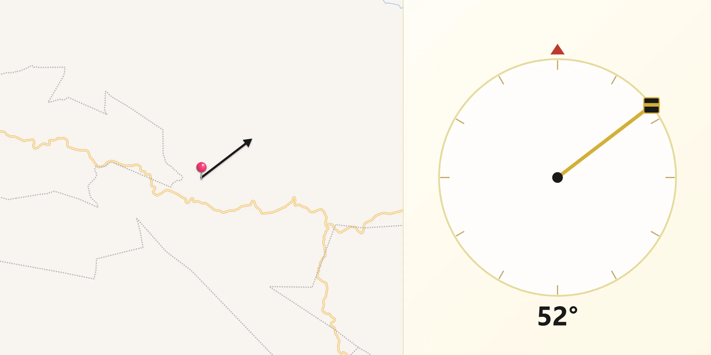 Dirección de la Qibla desde Los Pozos