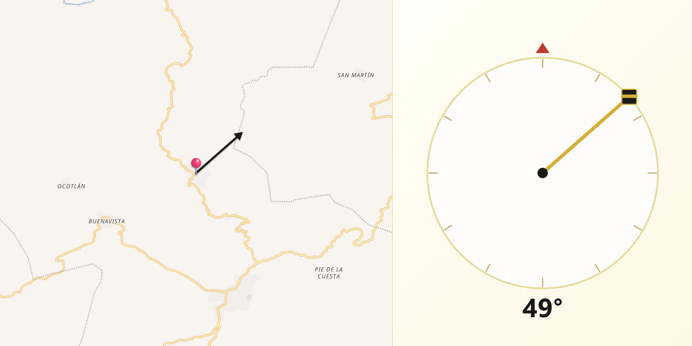 Dirección de la Qibla desde San Antonio Ocotlán