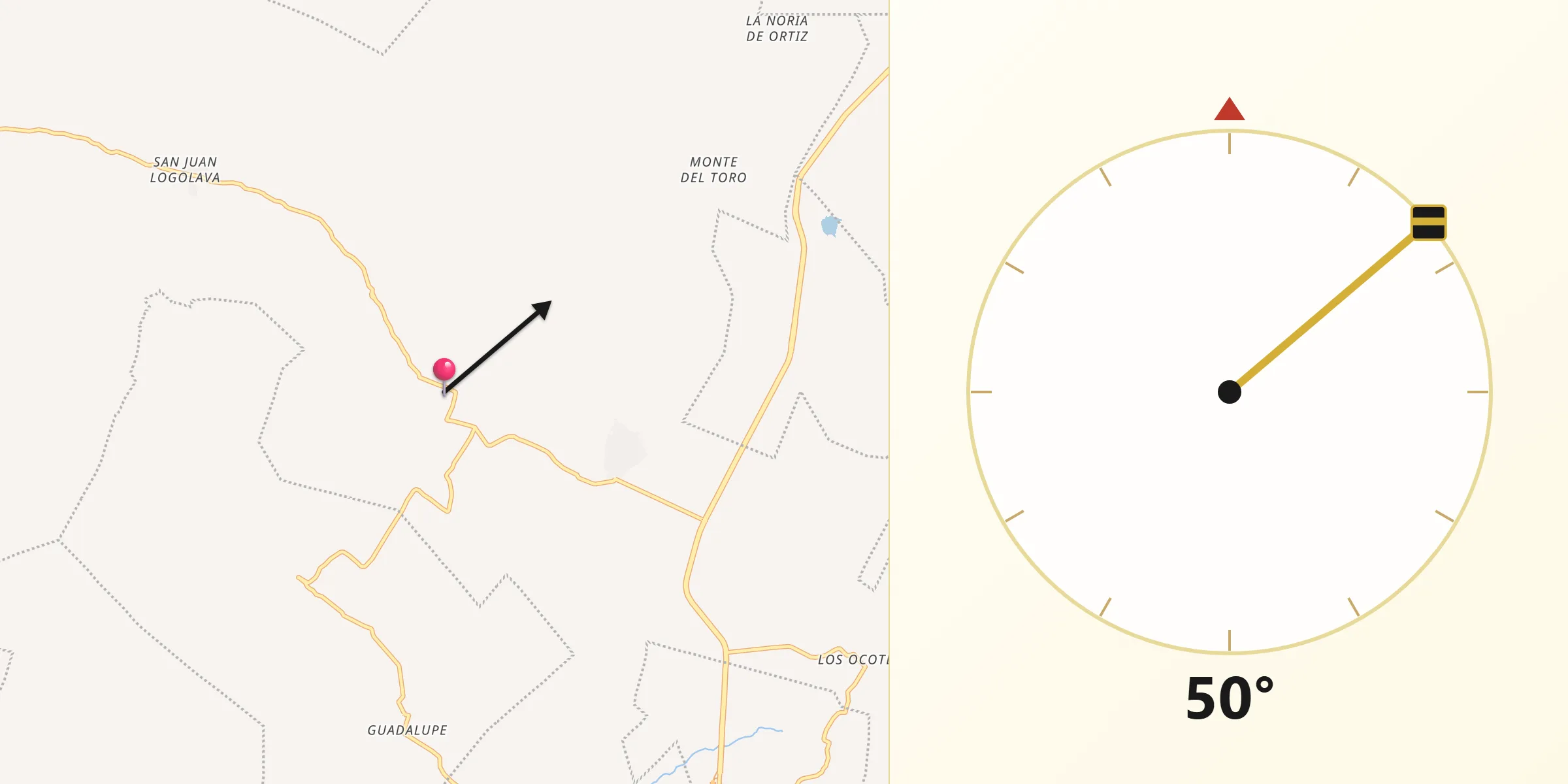 Dirección de la Qibla desde Santa Martha Chichihualtepec