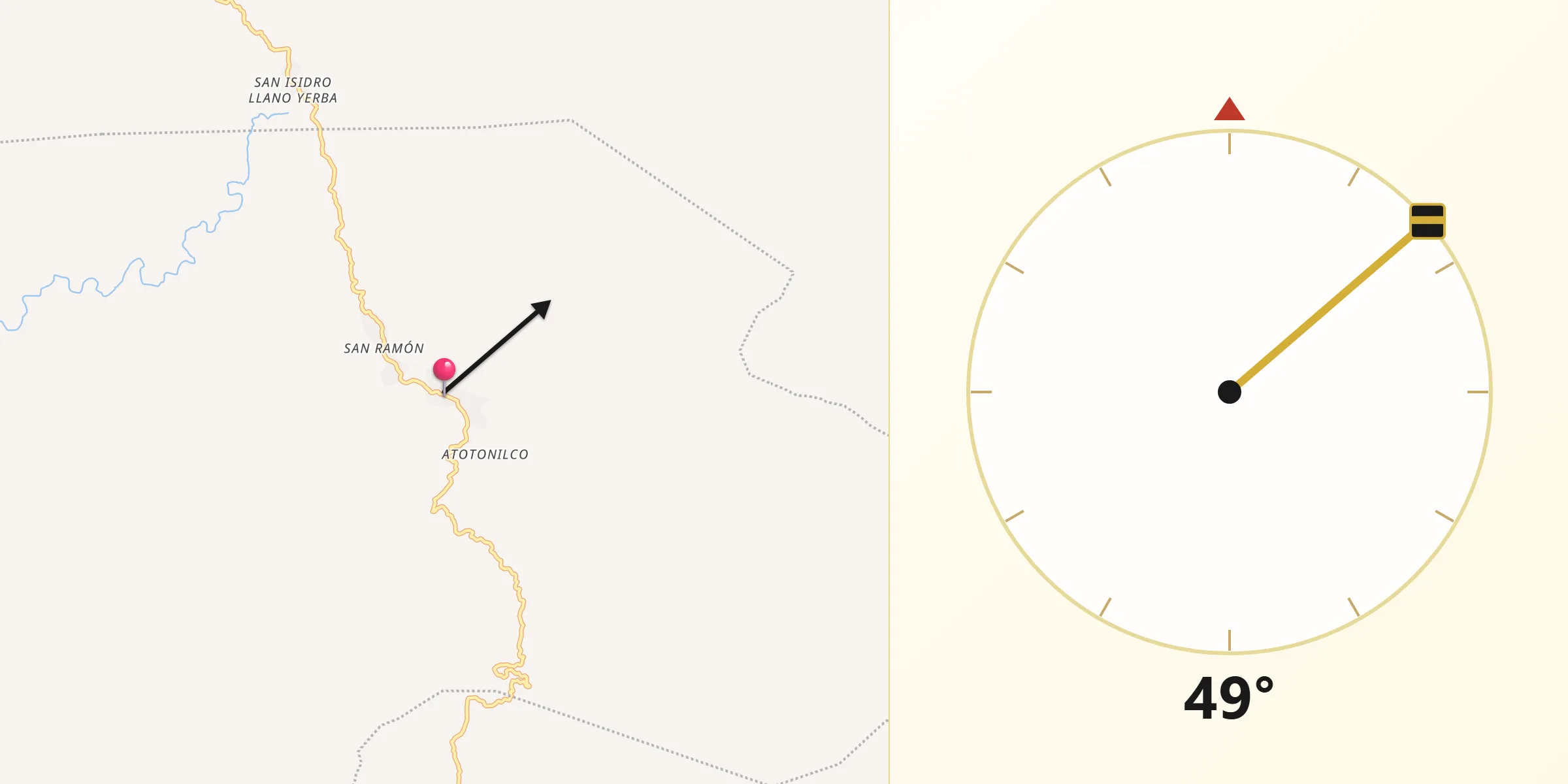 Dirección de la Qibla desde Santa María Zaniza