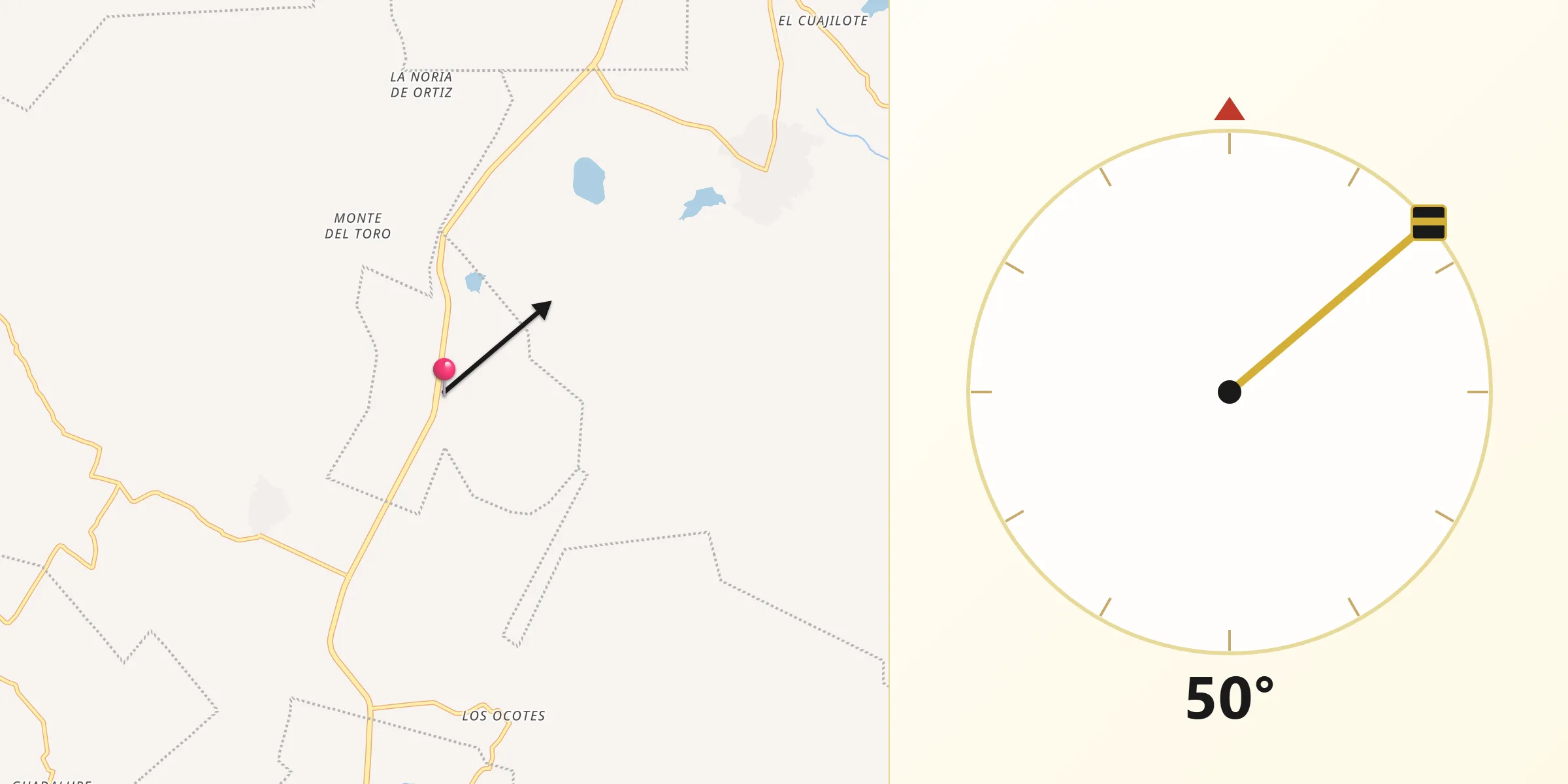 Dirección de la Qibla desde San Martín de los Canseco