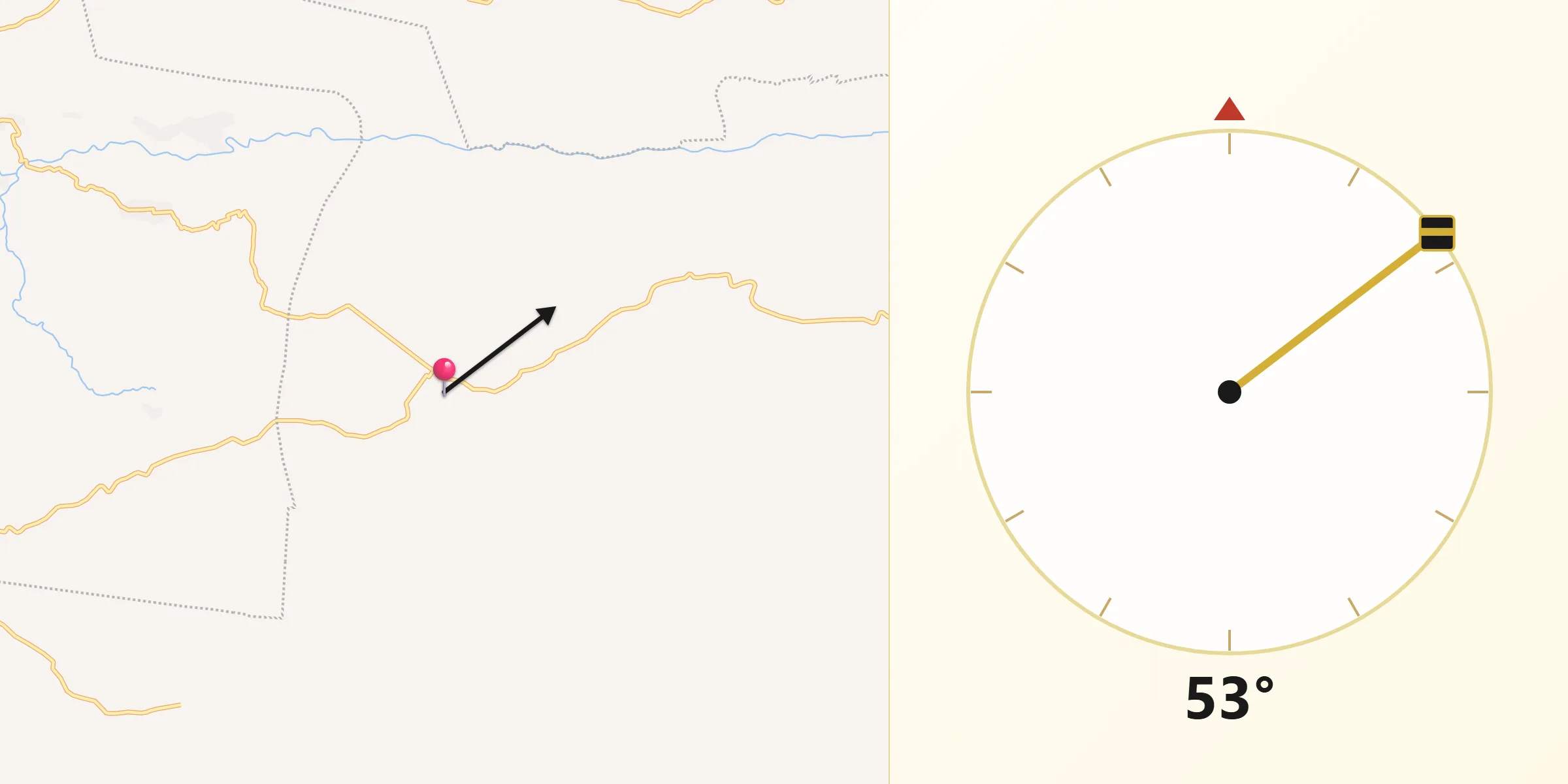 Dirección de la Qibla desde Chanal