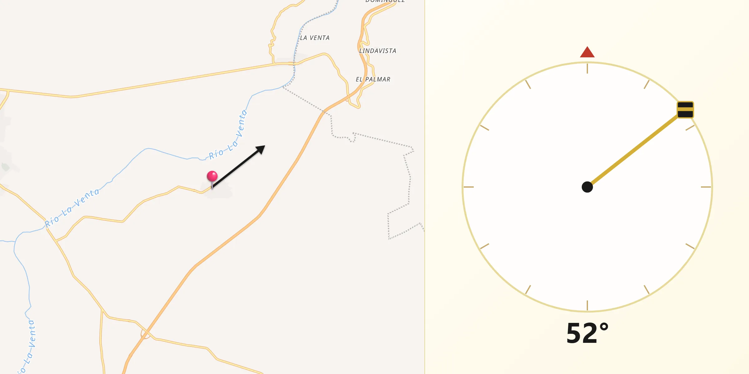 Dirección de la Qibla desde Vicente Guerrero