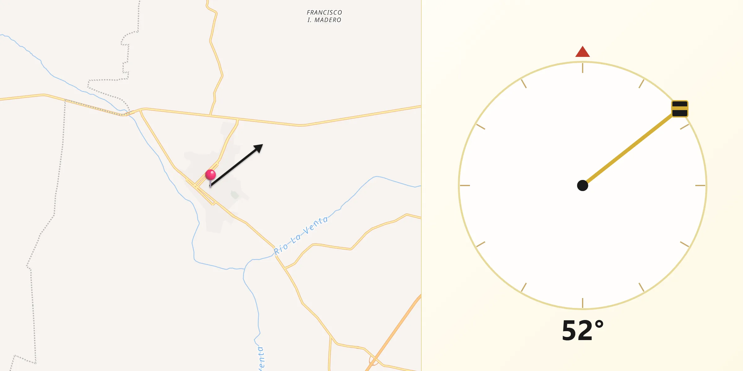 Dirección de la Qibla desde Jiquipilas