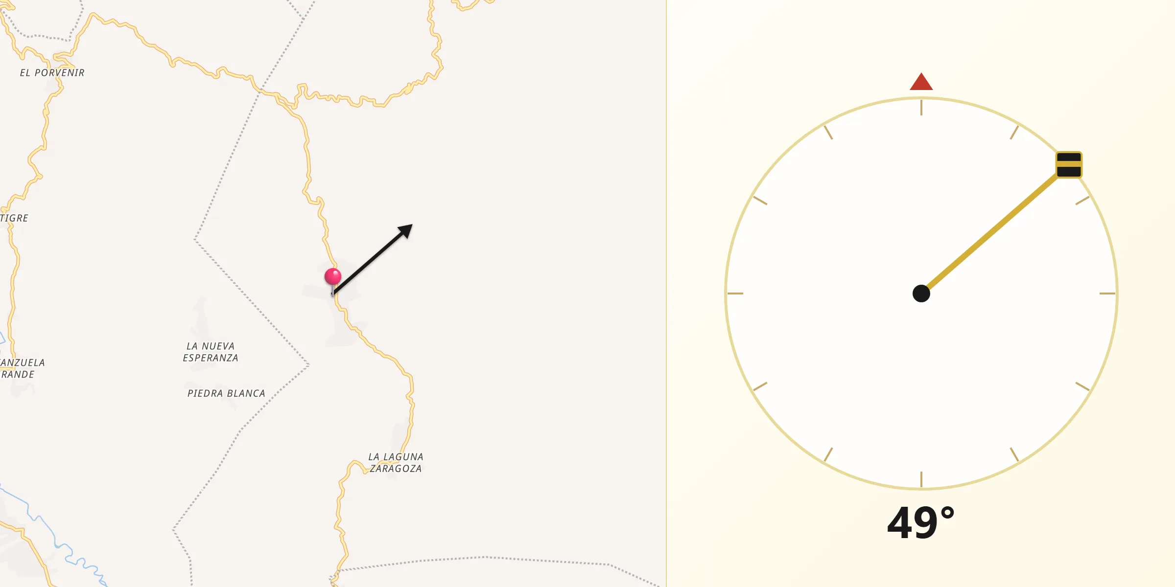 Dirección de la Qibla desde Zaragoza