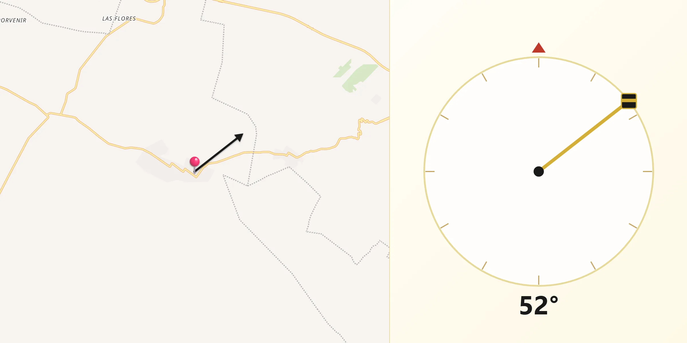 Dirección de la Qibla desde La Independencia (Las Pilas)