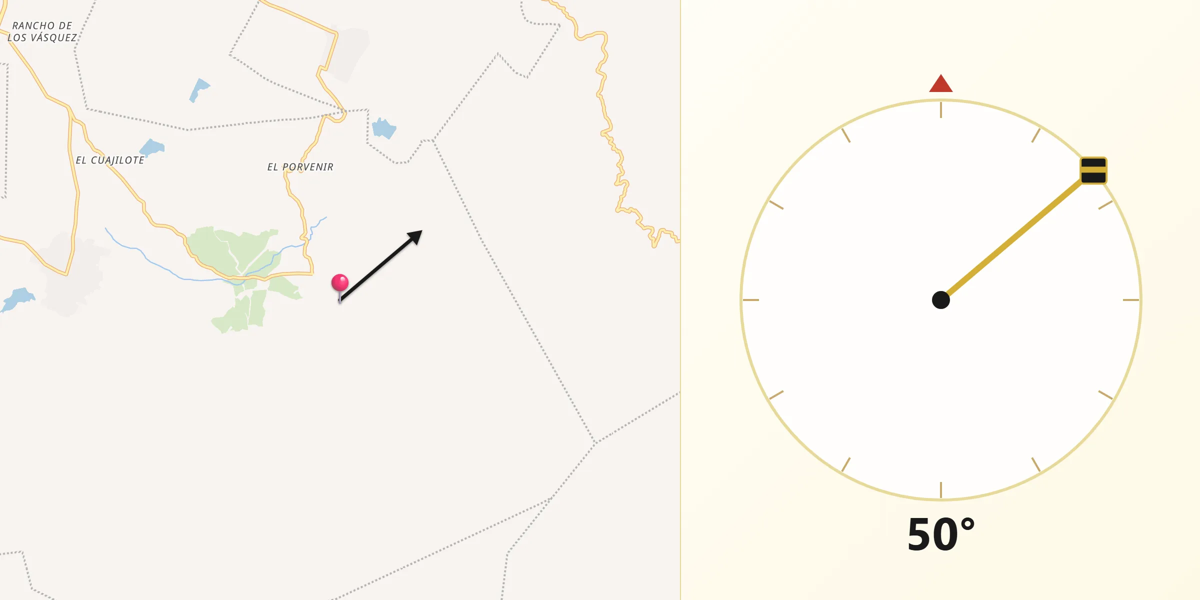 Dirección de la Qibla desde San José la Garzona