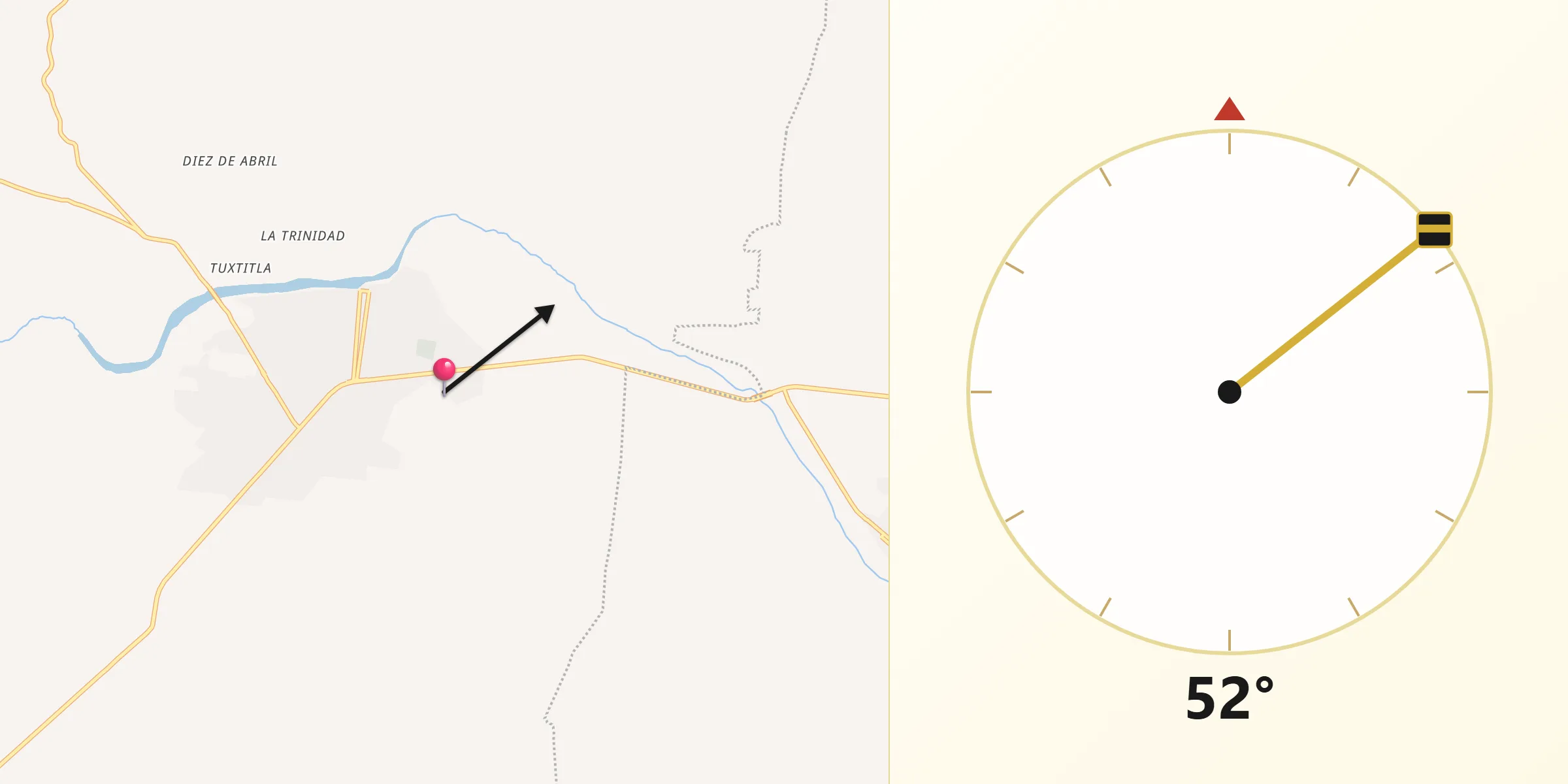 Dirección de la Qibla desde Cintalapa