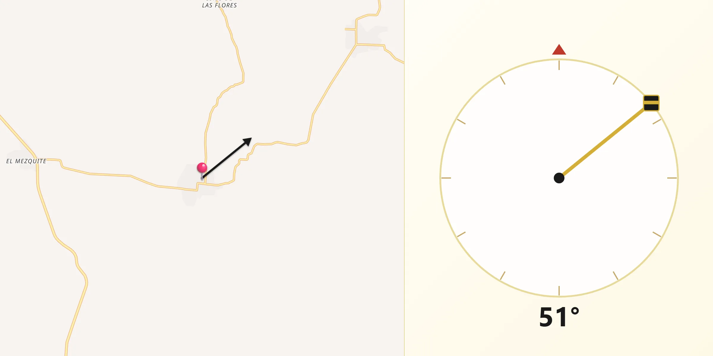 Dirección de la Qibla desde Santiago Ixtaltepec