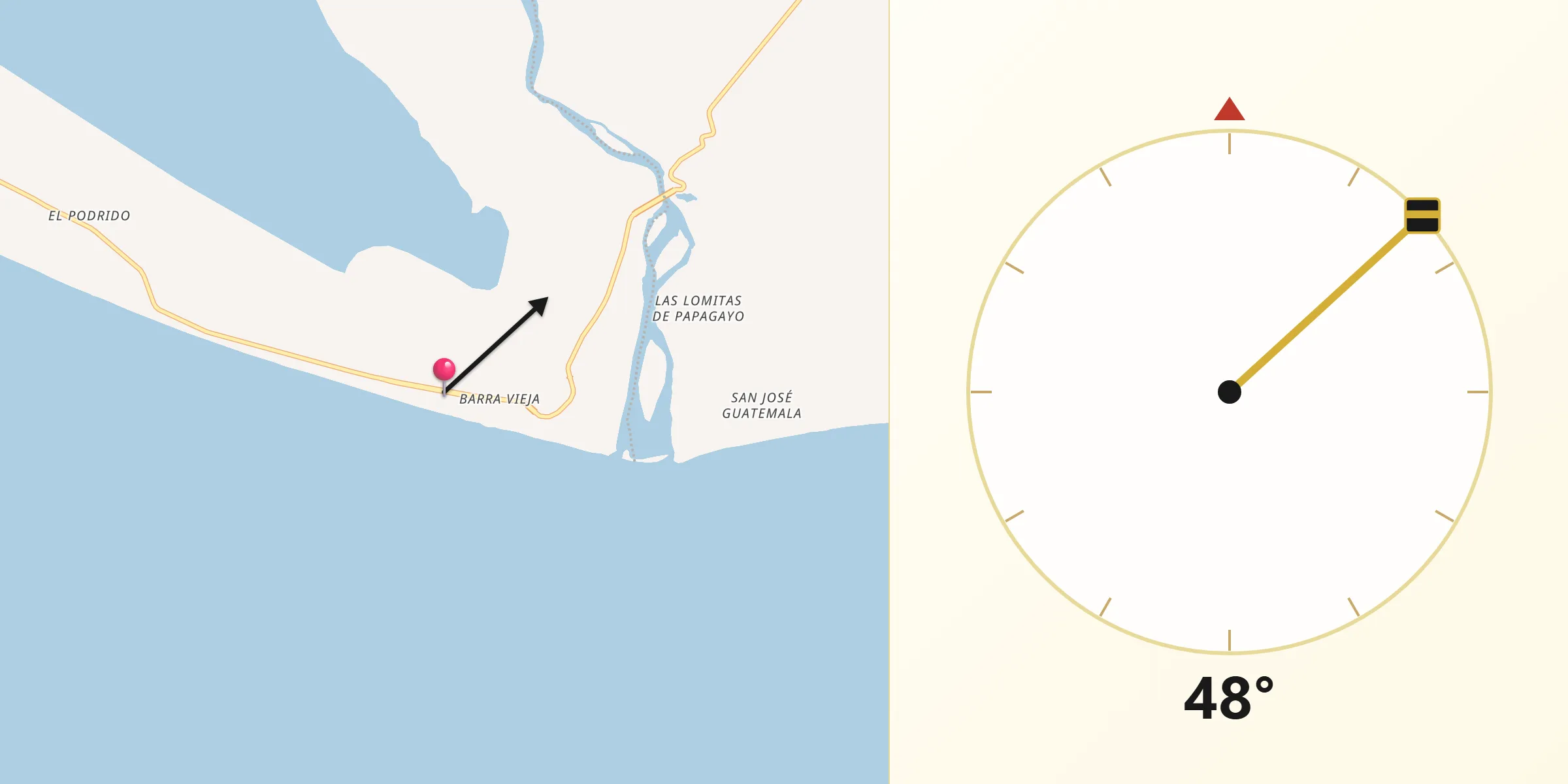 Dirección de la Qibla desde San Andrés Playa Encantada (El Podrido)