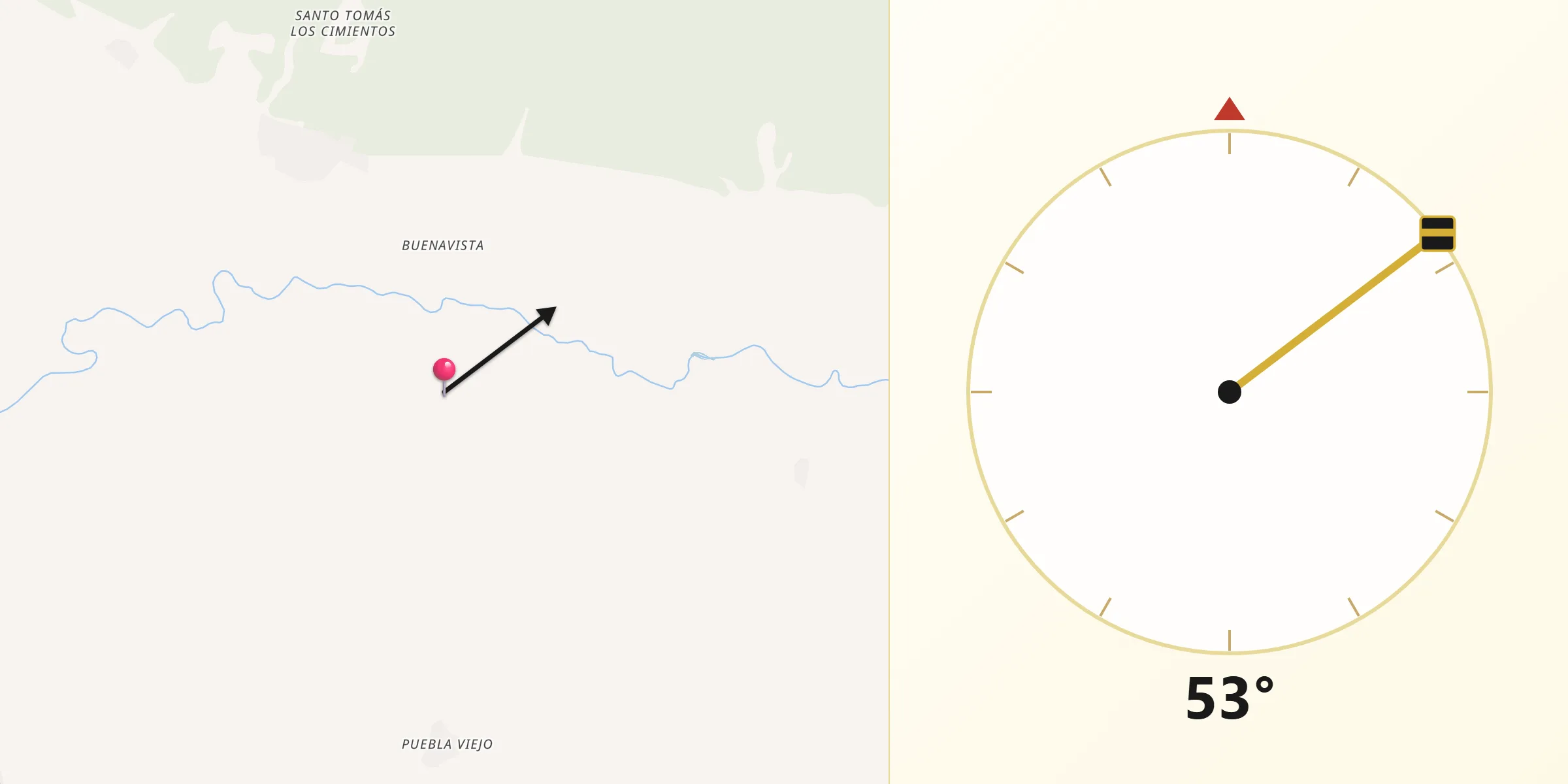 Dirección de la Qibla desde La Laguna