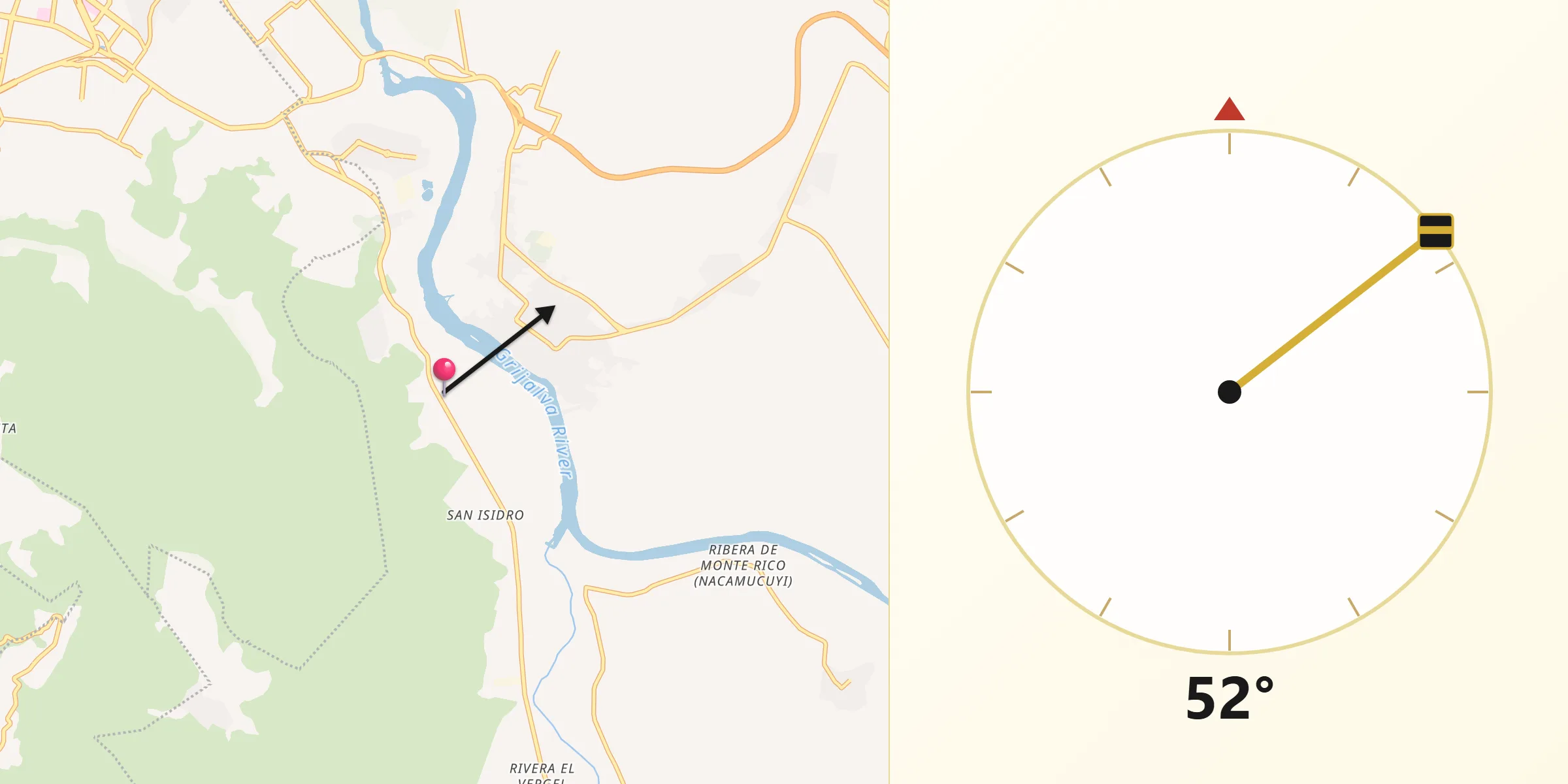 Dirección de la Qibla desde Las Flechas