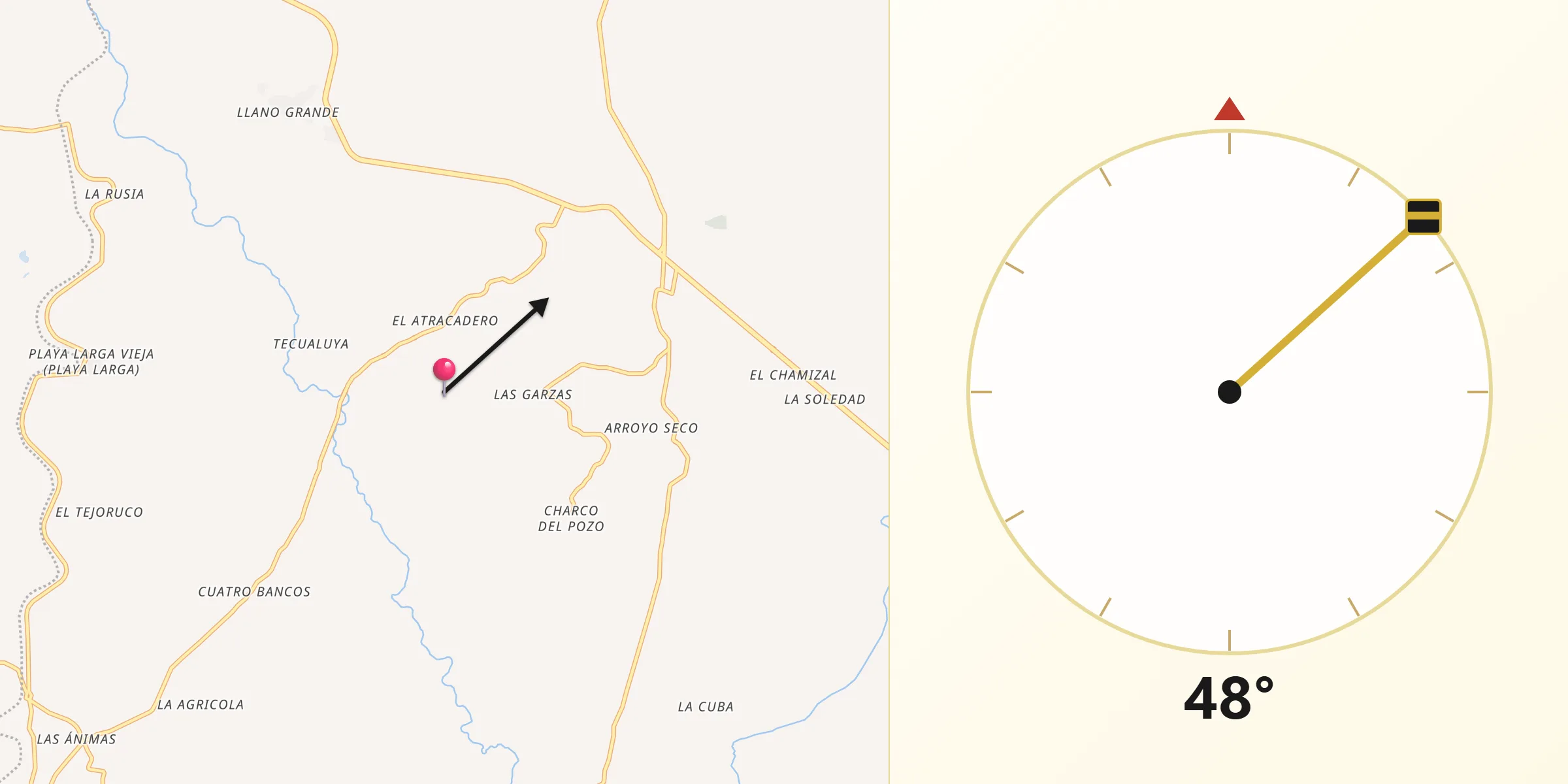 Dirección de la Qibla desde Florencio Villarreal