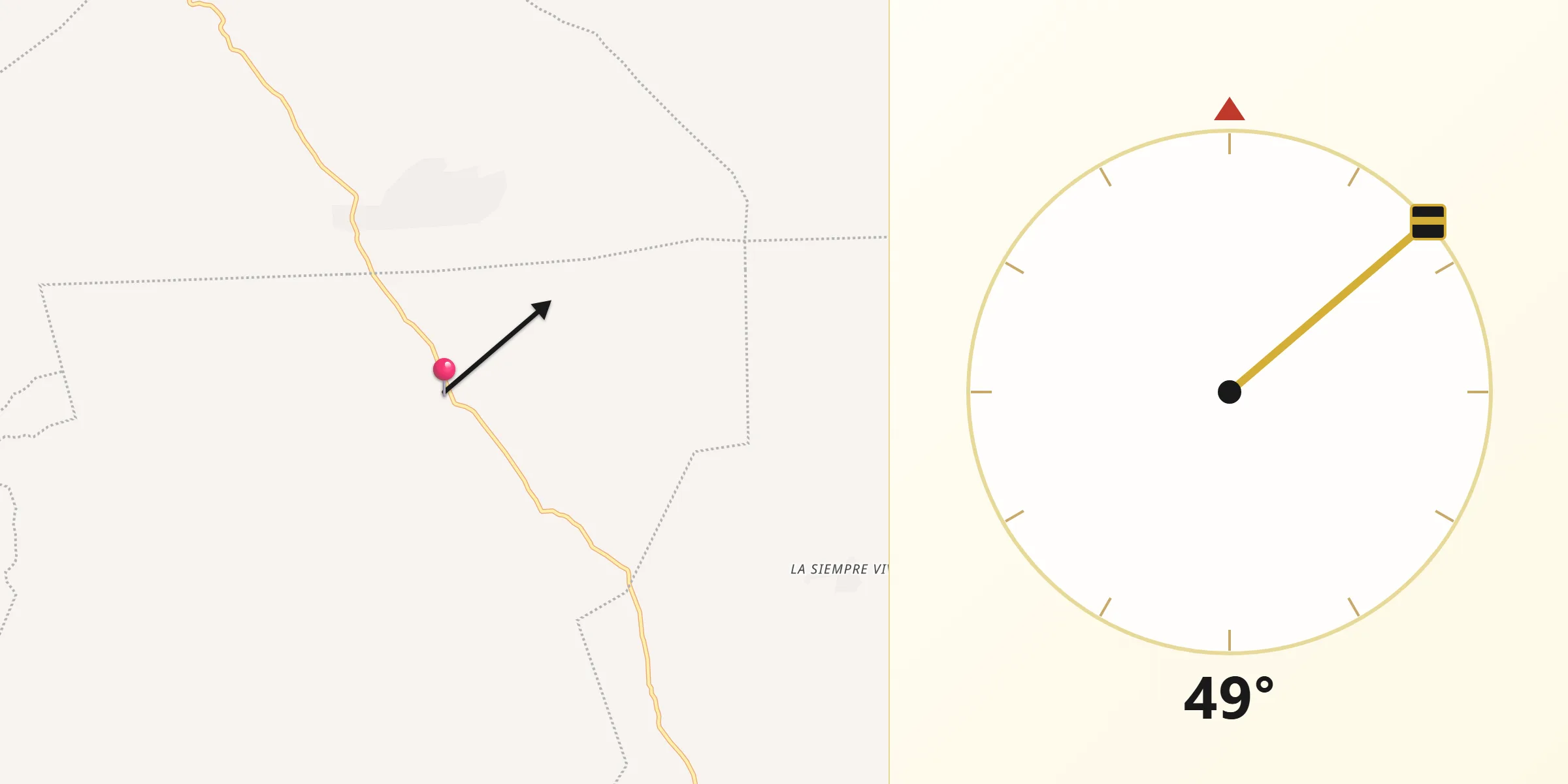 Dirección de la Qibla desde San Vicente Lachixío