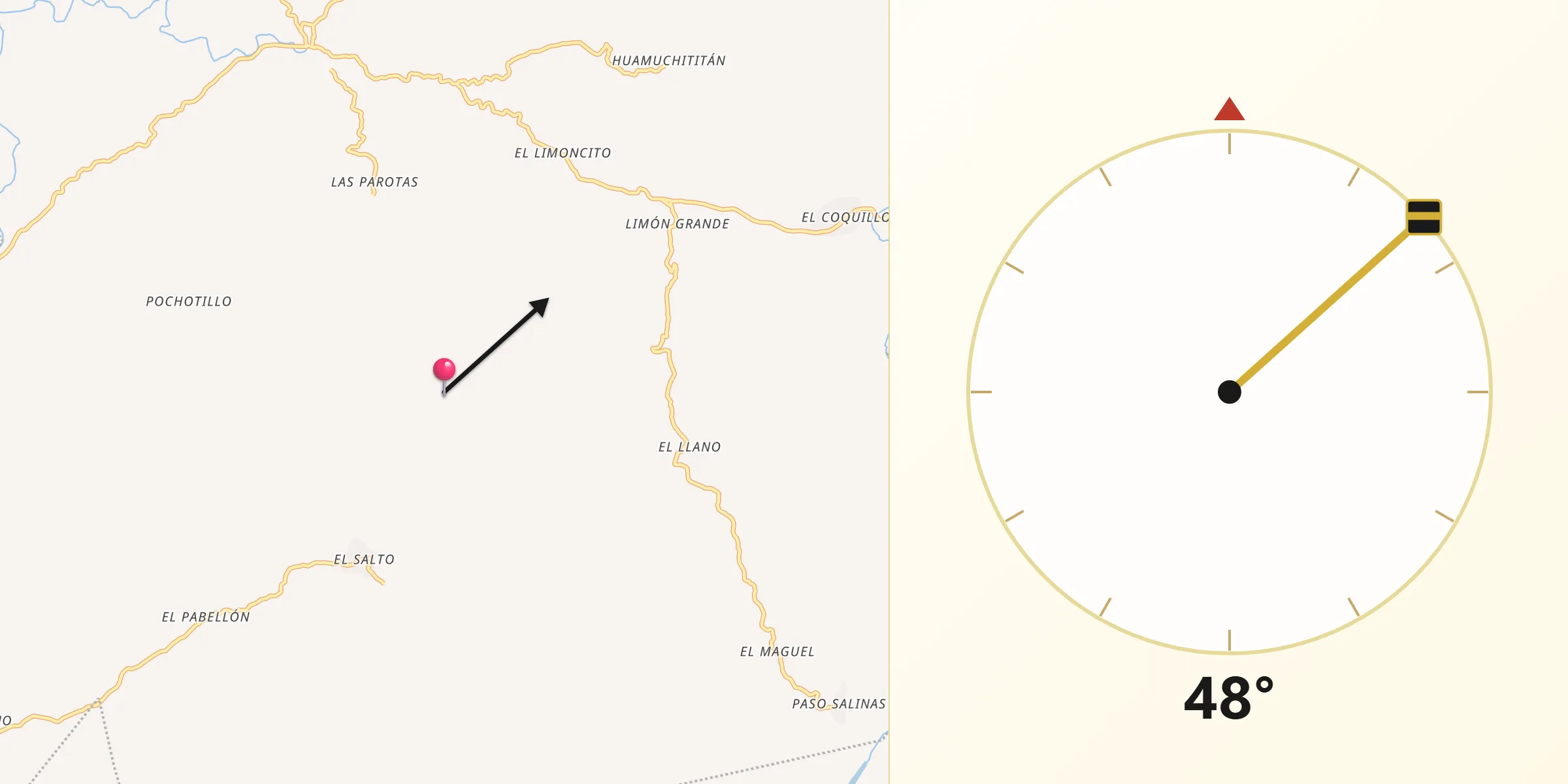 Dirección de la Qibla desde Cuautepec