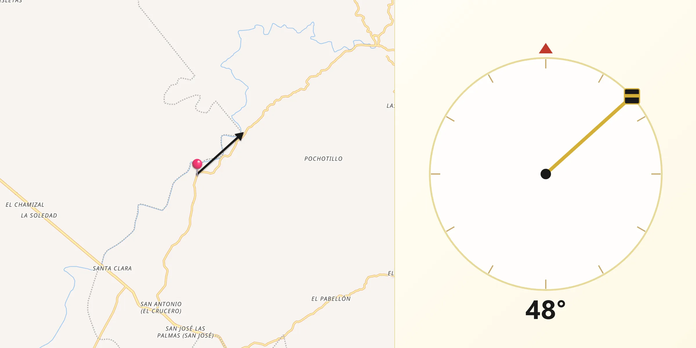 Dirección de la Qibla desde Jalapa