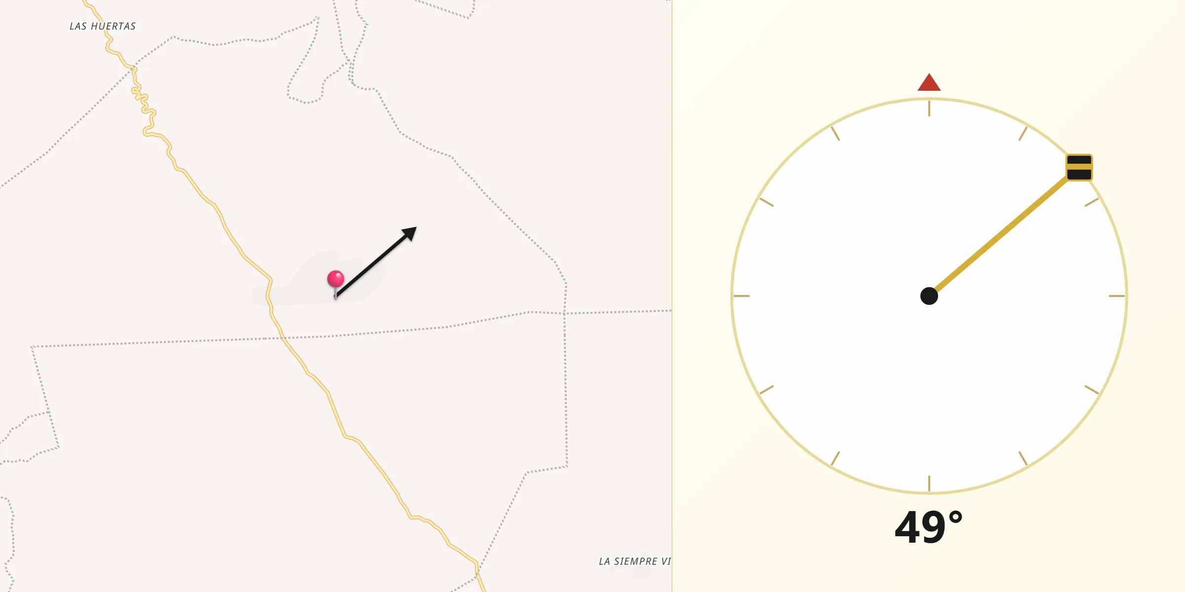 Dirección de la Qibla desde Santa María Lachixío