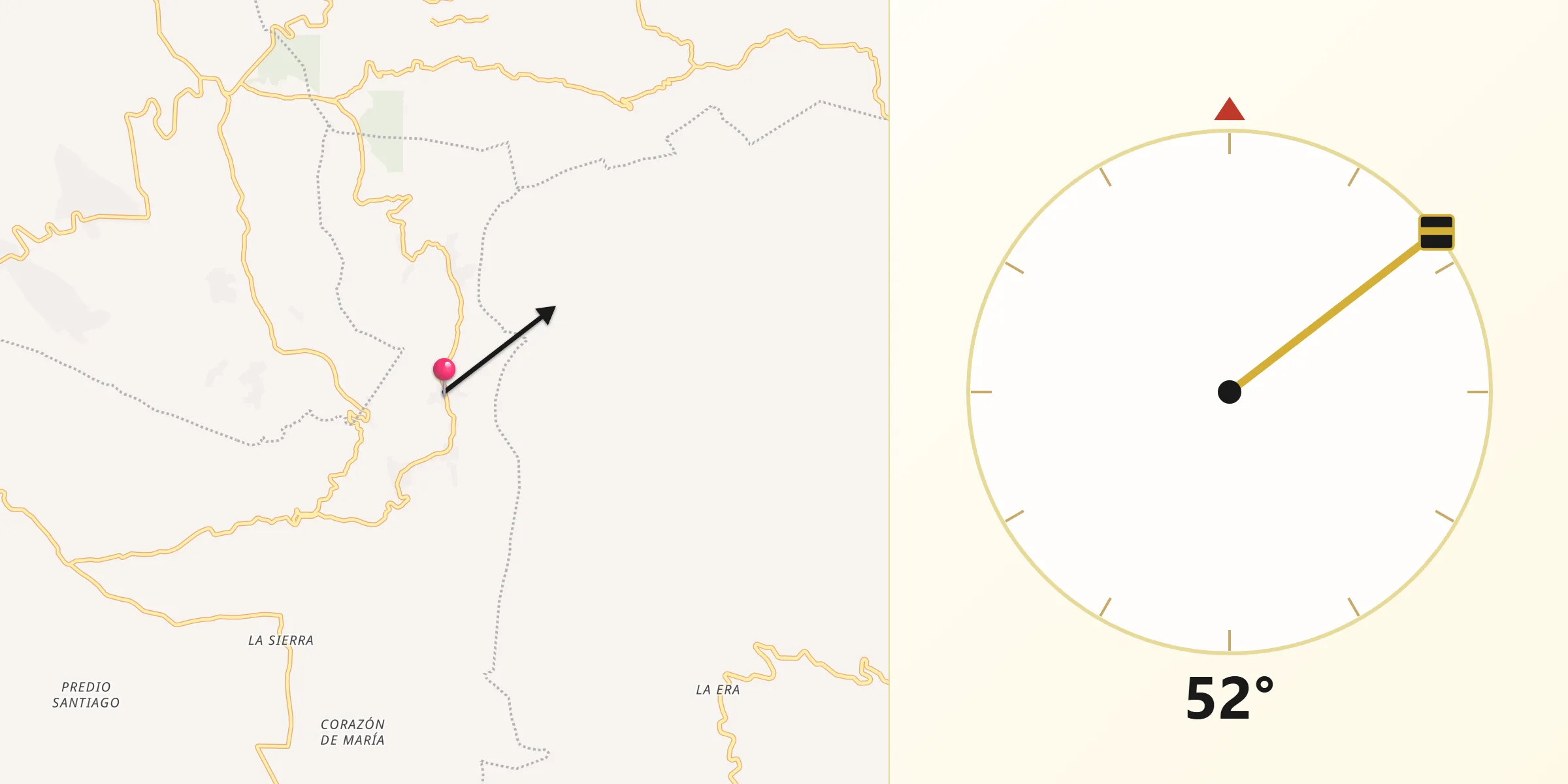 Dirección de la Qibla desde La Candelaria