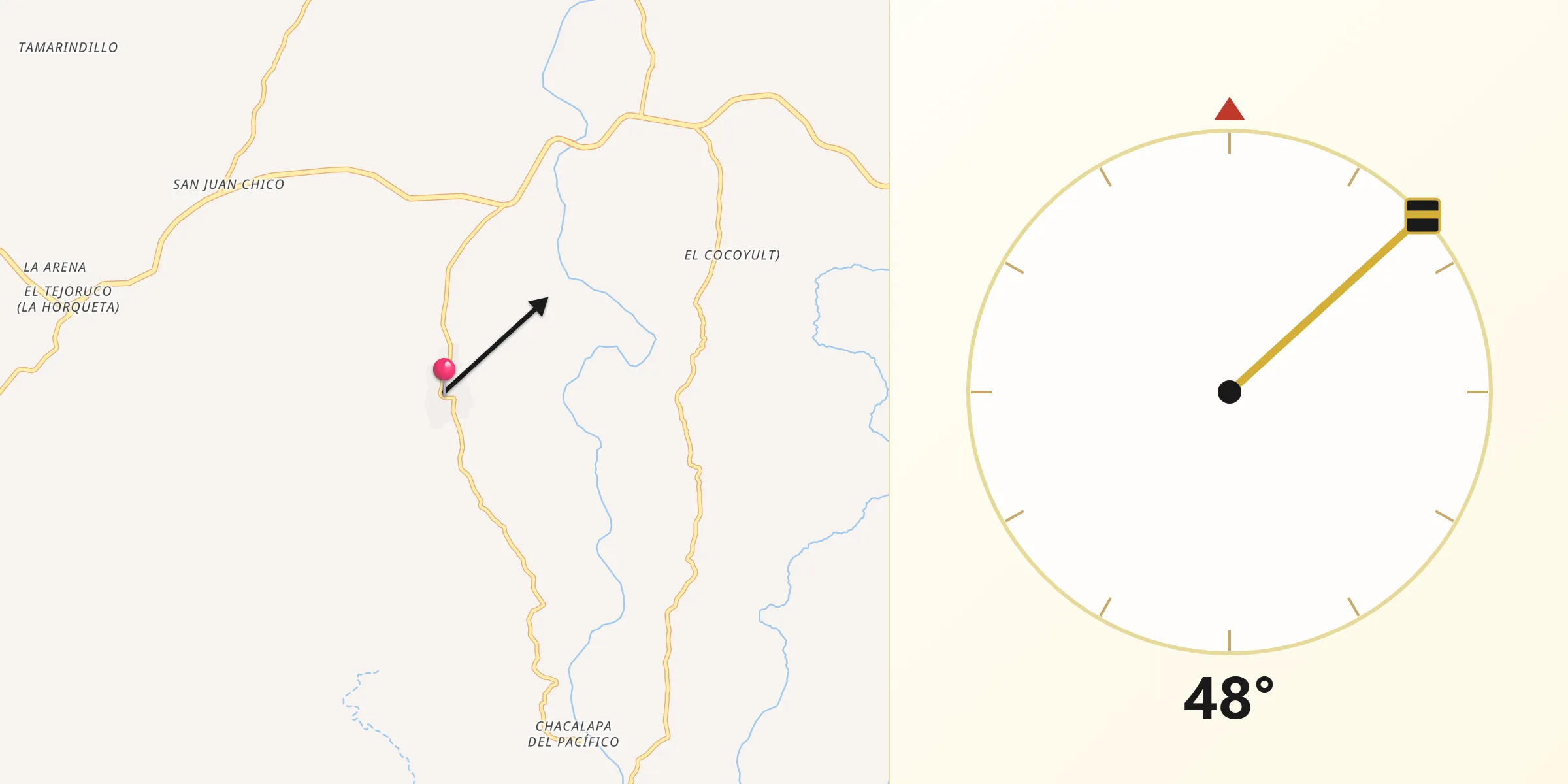 Dirección de la Qibla desde Llano de la Puerta