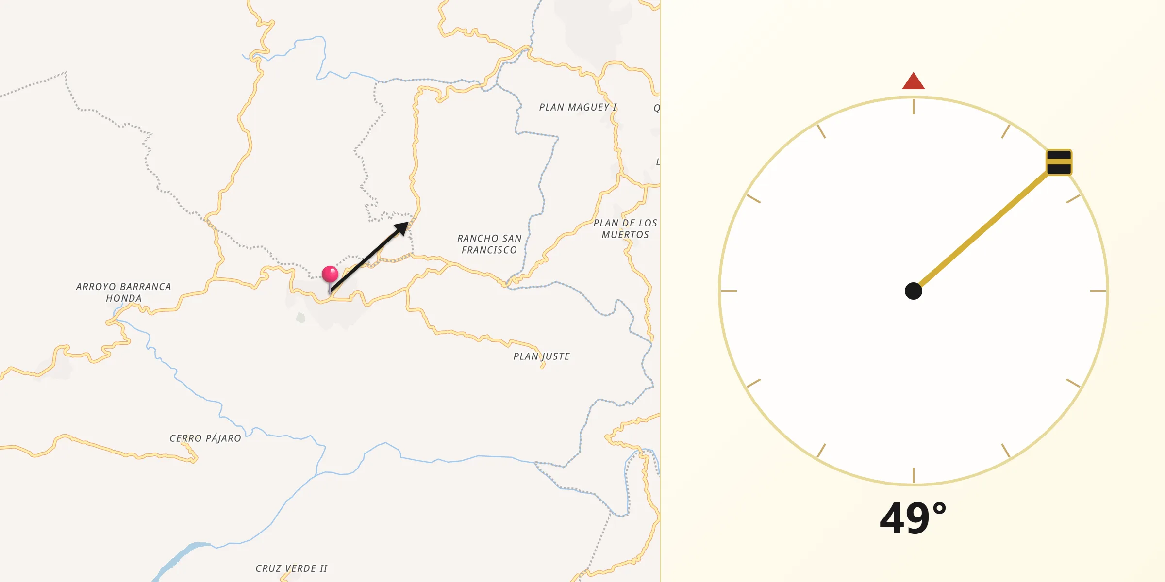Dirección de la Qibla desde Zacoalpan