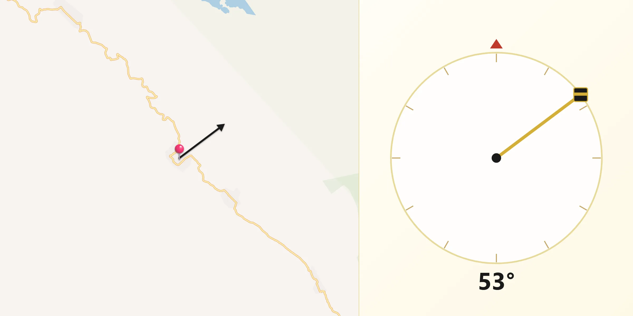 Dirección de la Qibla desde El Zapotal