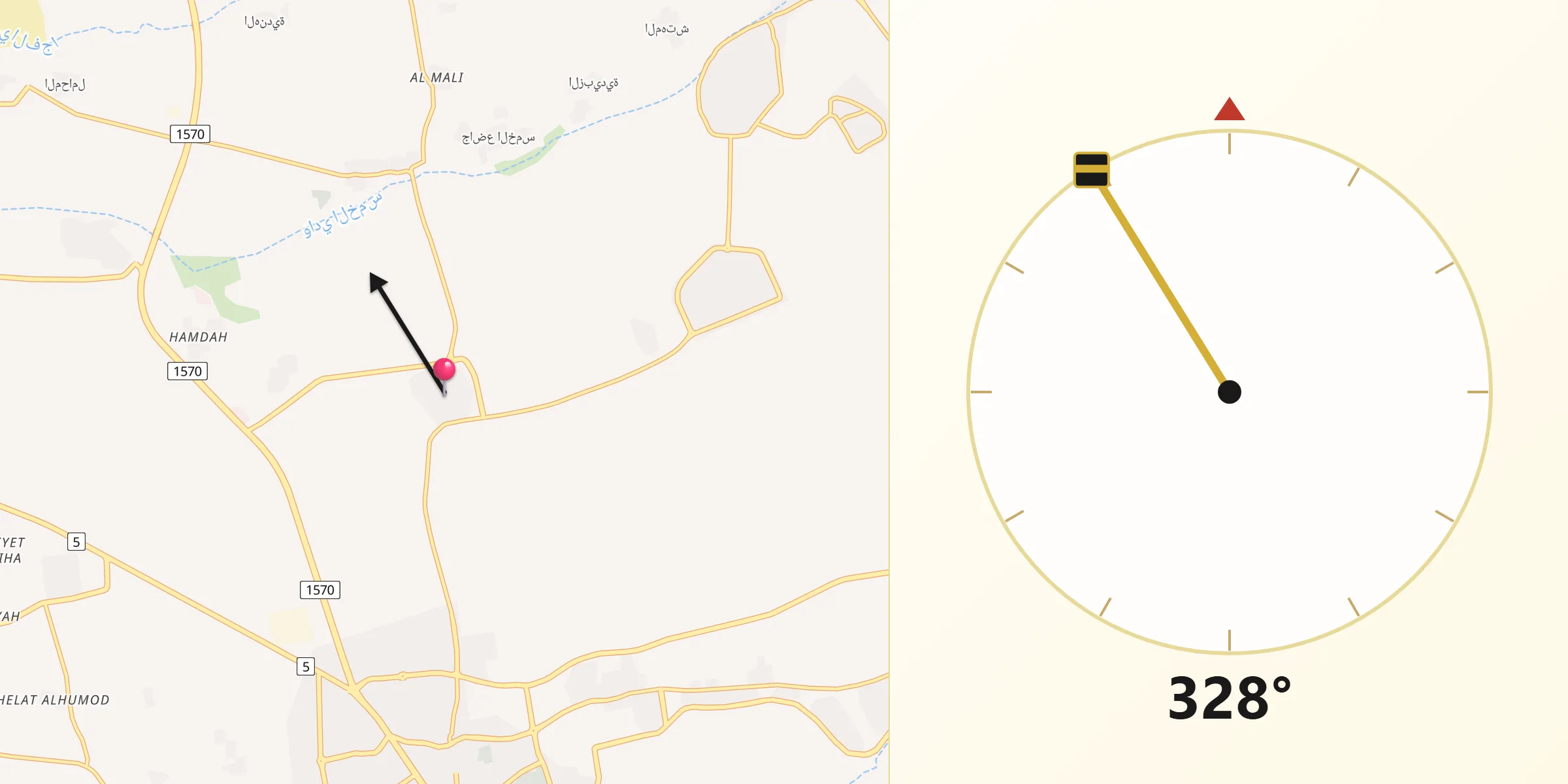 اتجاه القبلة من الخرابة