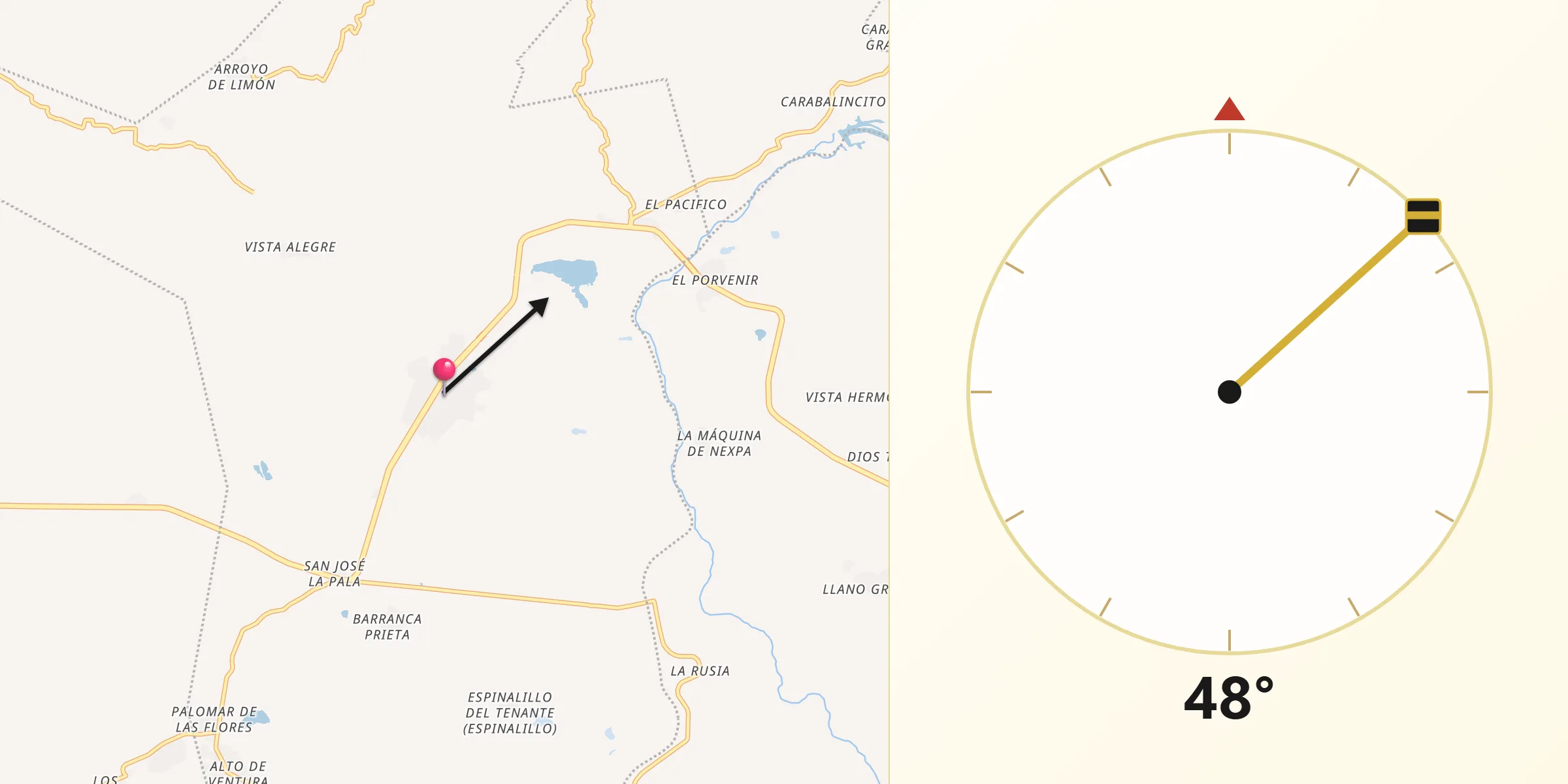 Dirección de la Qibla desde Las Vigas