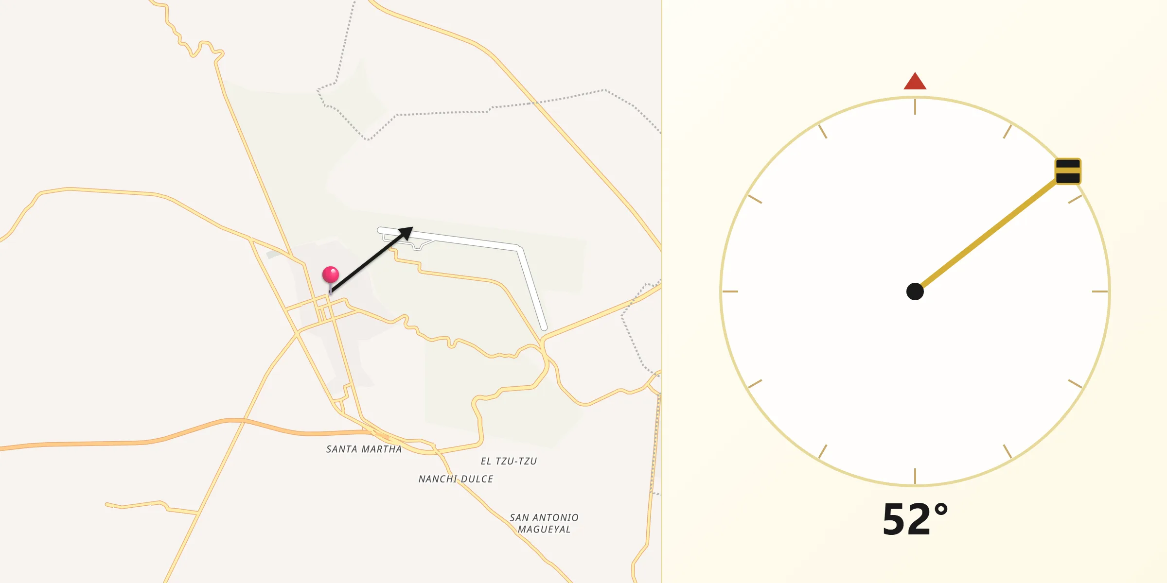 Dirección de la Qibla desde La Ventosa