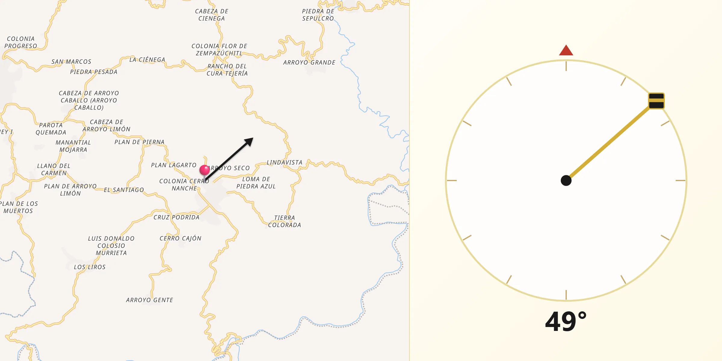 Dirección de la Qibla desde Colonia Renacimiento