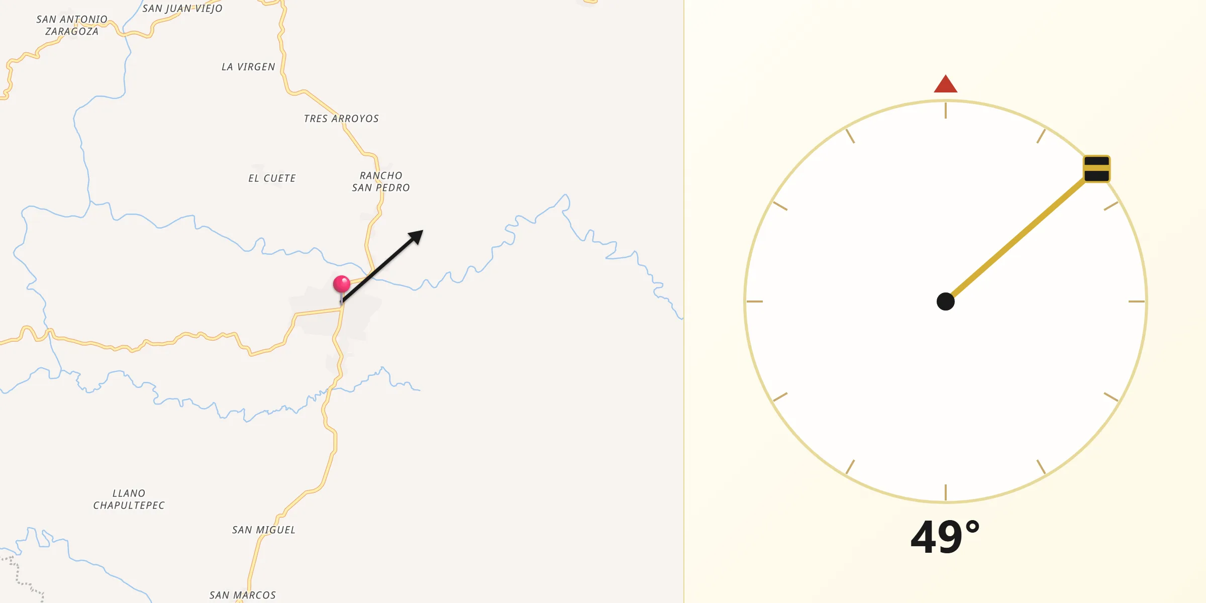 Dirección de la Qibla desde Santa María Zacatepec