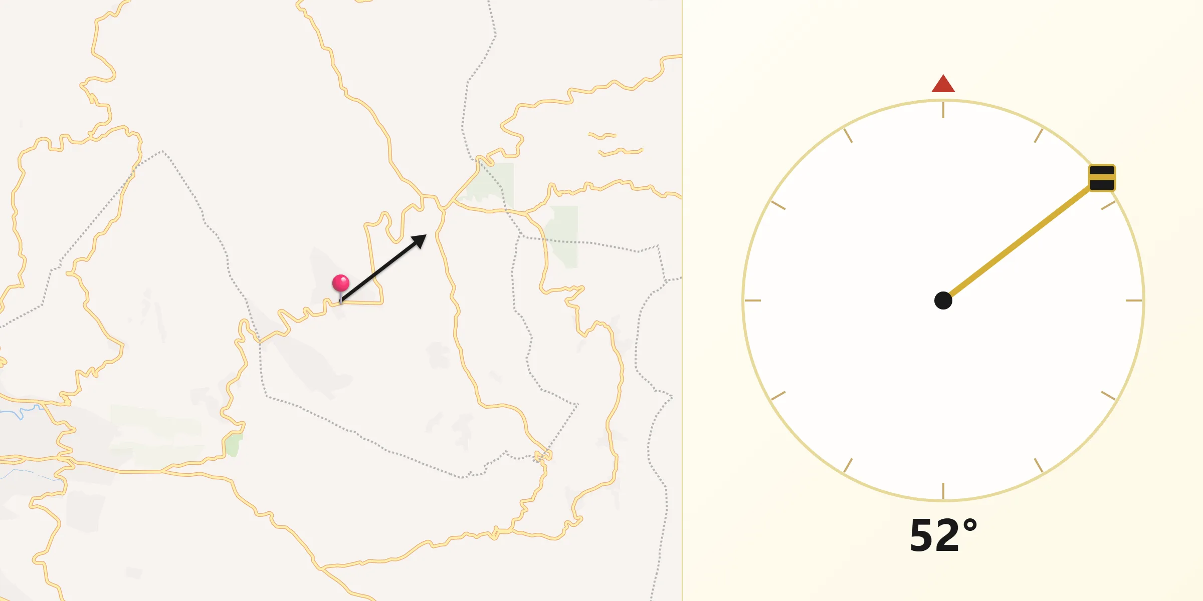 Dirección de la Qibla desde Romerillo