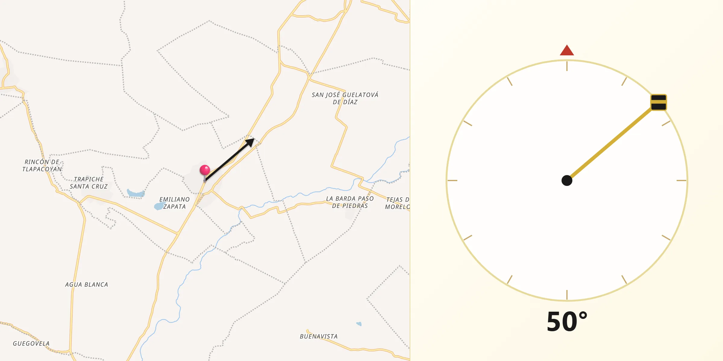 Dirección de la Qibla desde Valdeflores