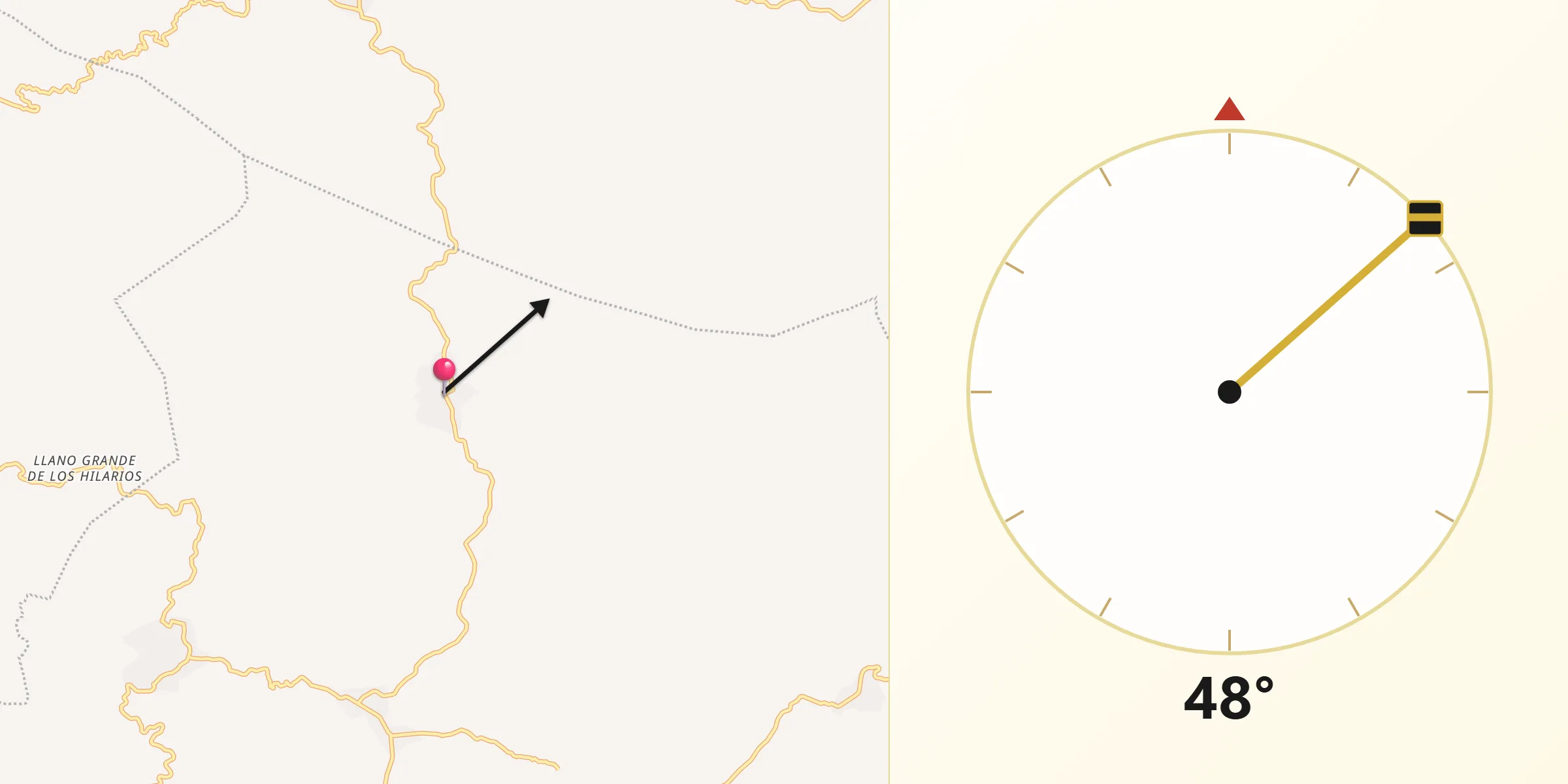 Dirección de la Qibla desde Santa María