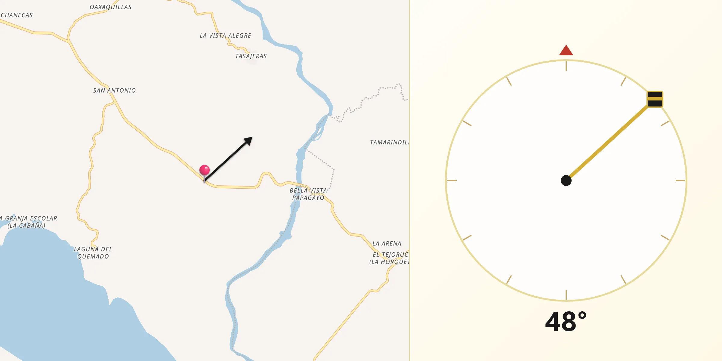 Dirección de la Qibla desde Cerro de Piedra